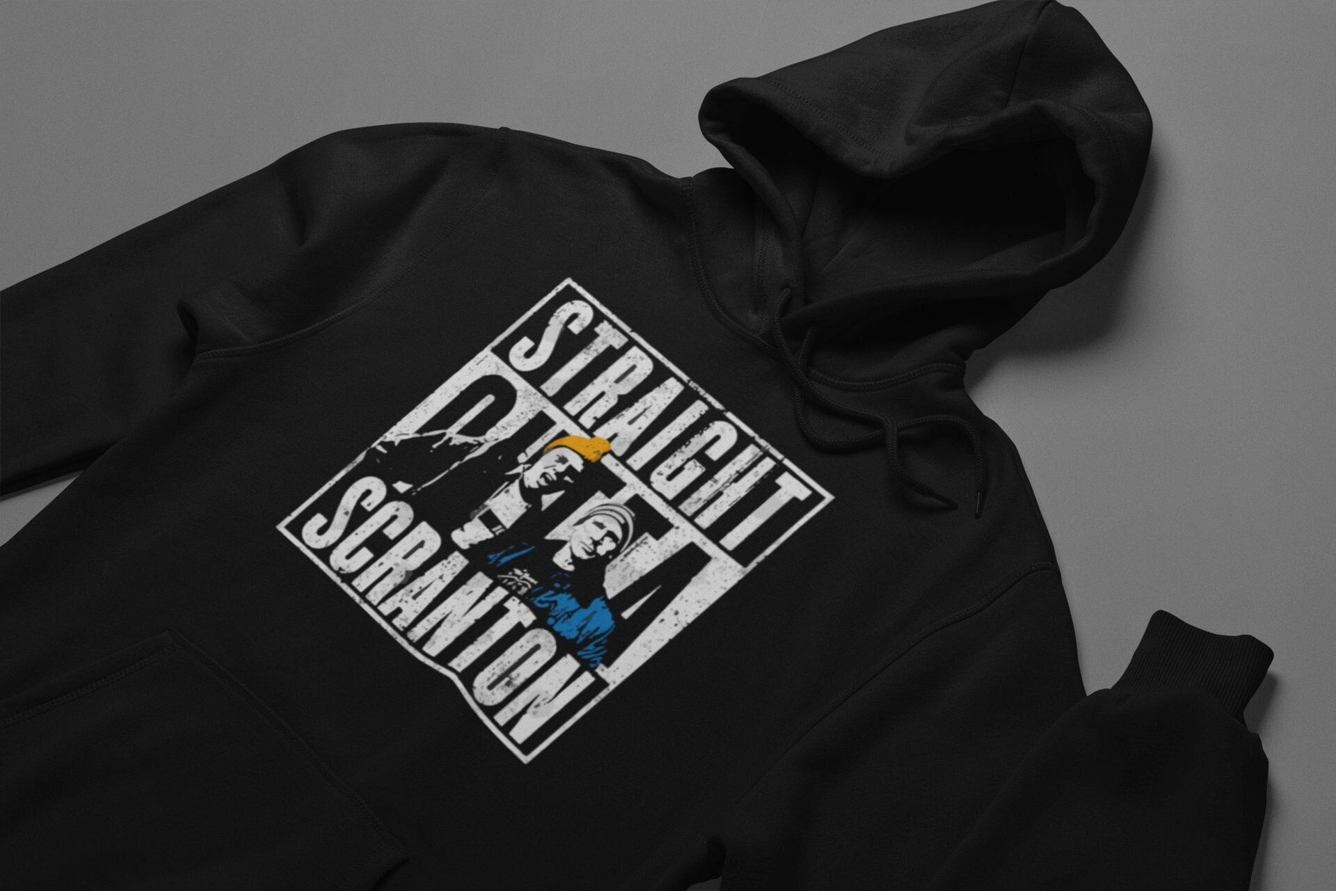 Dunder Mifflin Straight Outta Scranton Affordable Double Lined Hoodie Gift for Him Aesthetic Hoodies for Men Oversized Crewneck Hoodie — front view