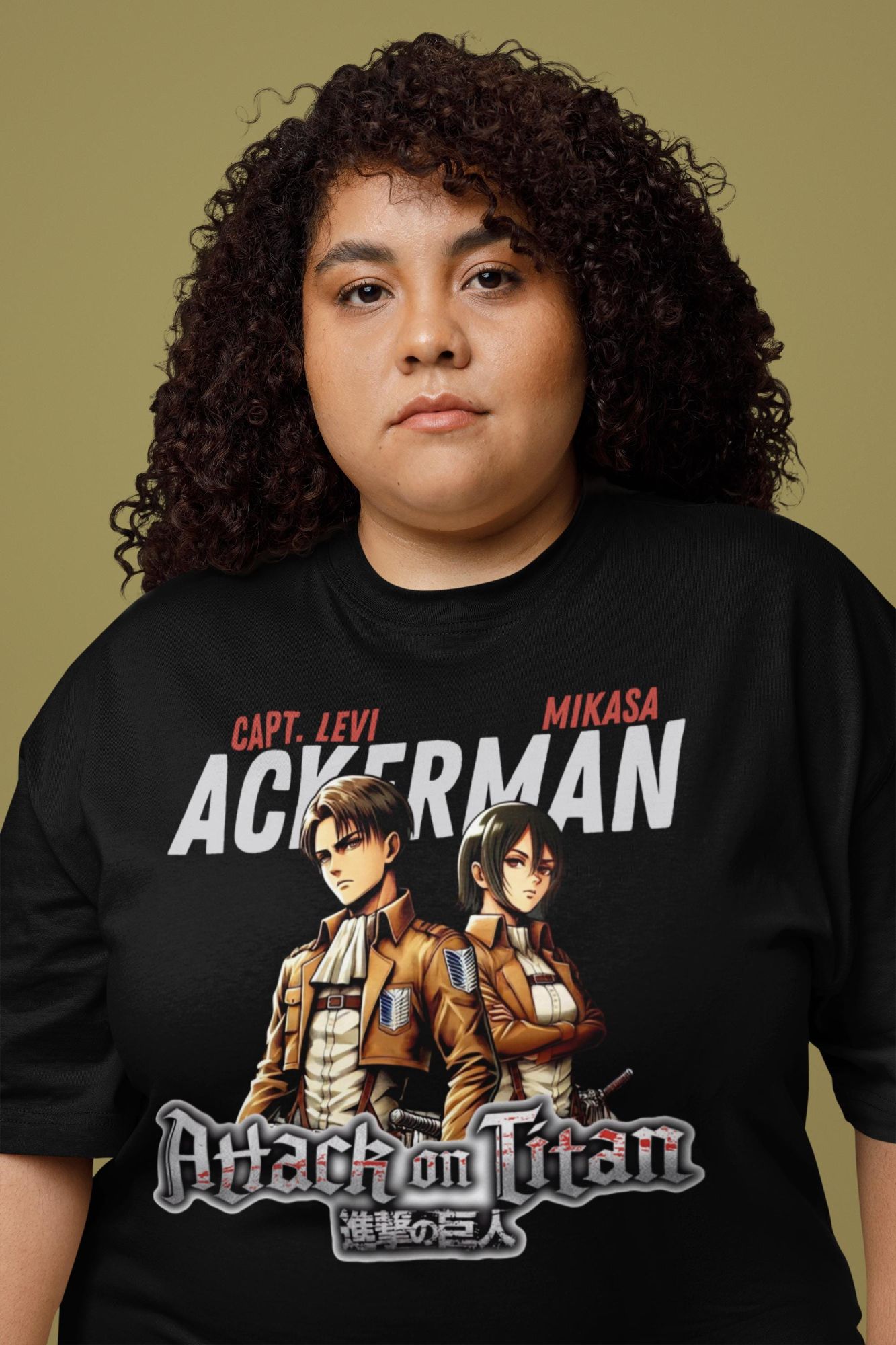 Attack on Titan T-Shirt - Mikasa & Levi Ackerman Anime Tee - Unisex Manga Graphic Shirt - Fan Gift Idea — back view thumbnail