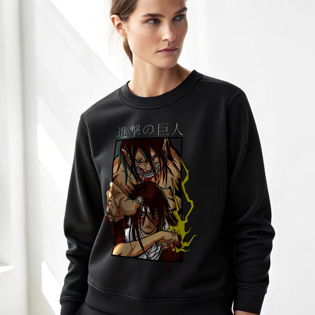 Attack on Titan Eren Jaeger Crewneck - Anime Titan Graphic Sweatshirt, Unisex, Sizes S-4XL — back view thumbnail