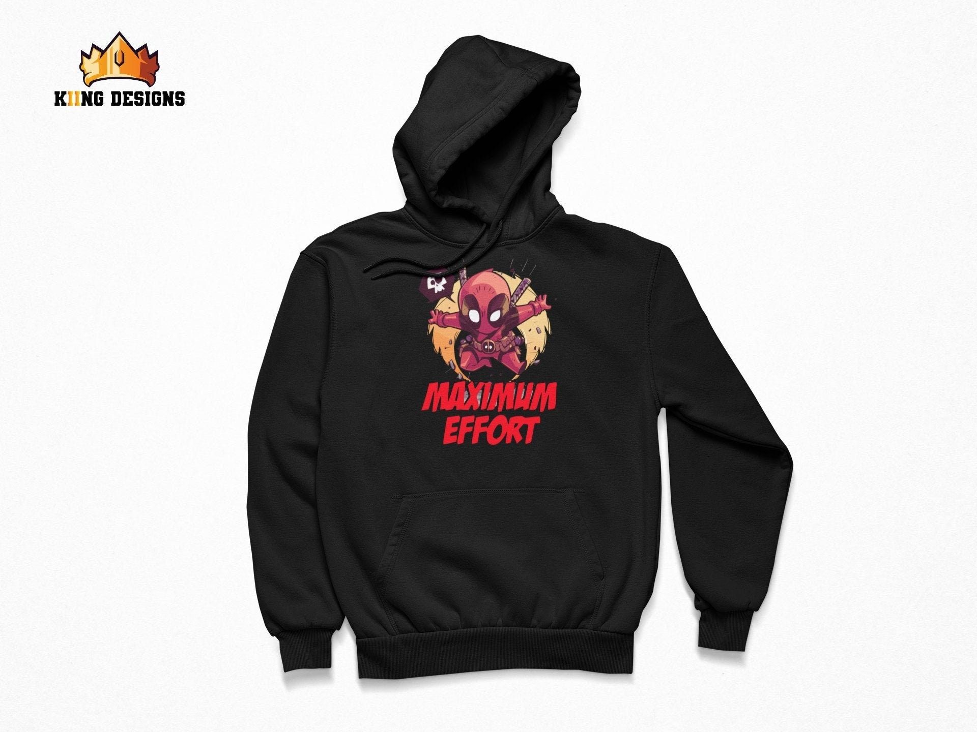Maximum Effort Graphics Printed Unisex Hoodie Gift for WOmen Deadpool Chibi Hooded Hoodie Gift for Men Funny Hoodie Disney Birthday Gift — back view thumbnail