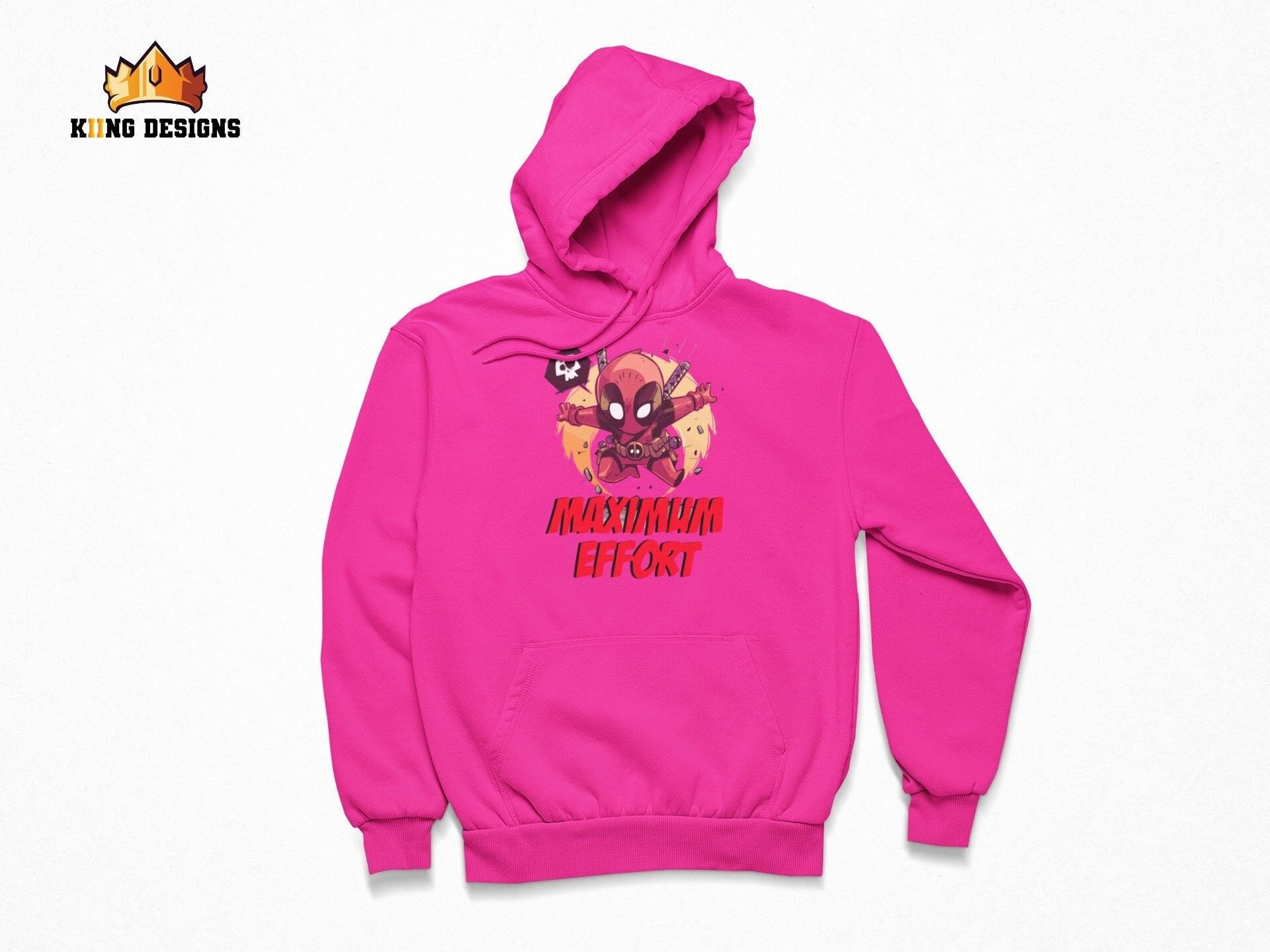 Maximum Effort Graphics Printed Unisex Hoodie Gift for WOmen Deadpool Chibi Hooded Hoodie Gift for Men Funny Hoodie Disney Birthday Gift — front view