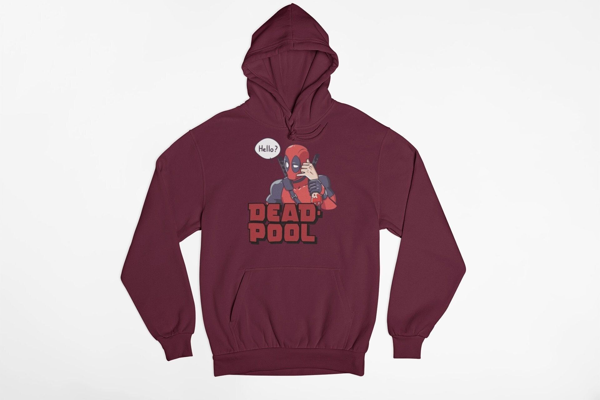 Unisex Deadpool Printed Hooded Hoodie Gift for Her Funny Deadpool Hoodie Long Sleeve Cute Hoodie Gift for Him Oversized Vintage Hoodie — back view thumbnail