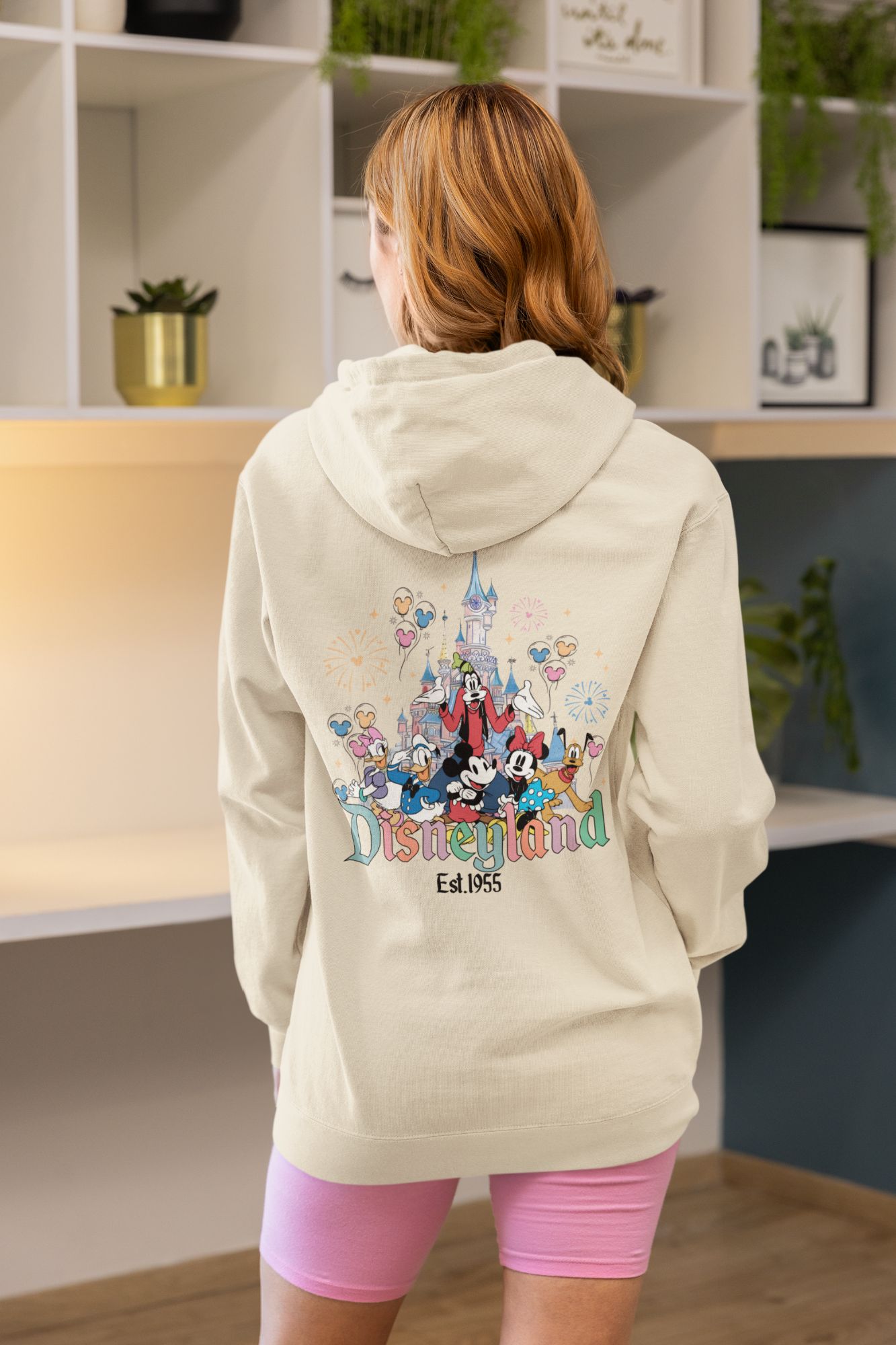 Disneyland Graphic Hoodie Adult S-3XL Cotton/Poly Blend Rib Knit Cuffs & Waistband Multiple Colors Available — front view