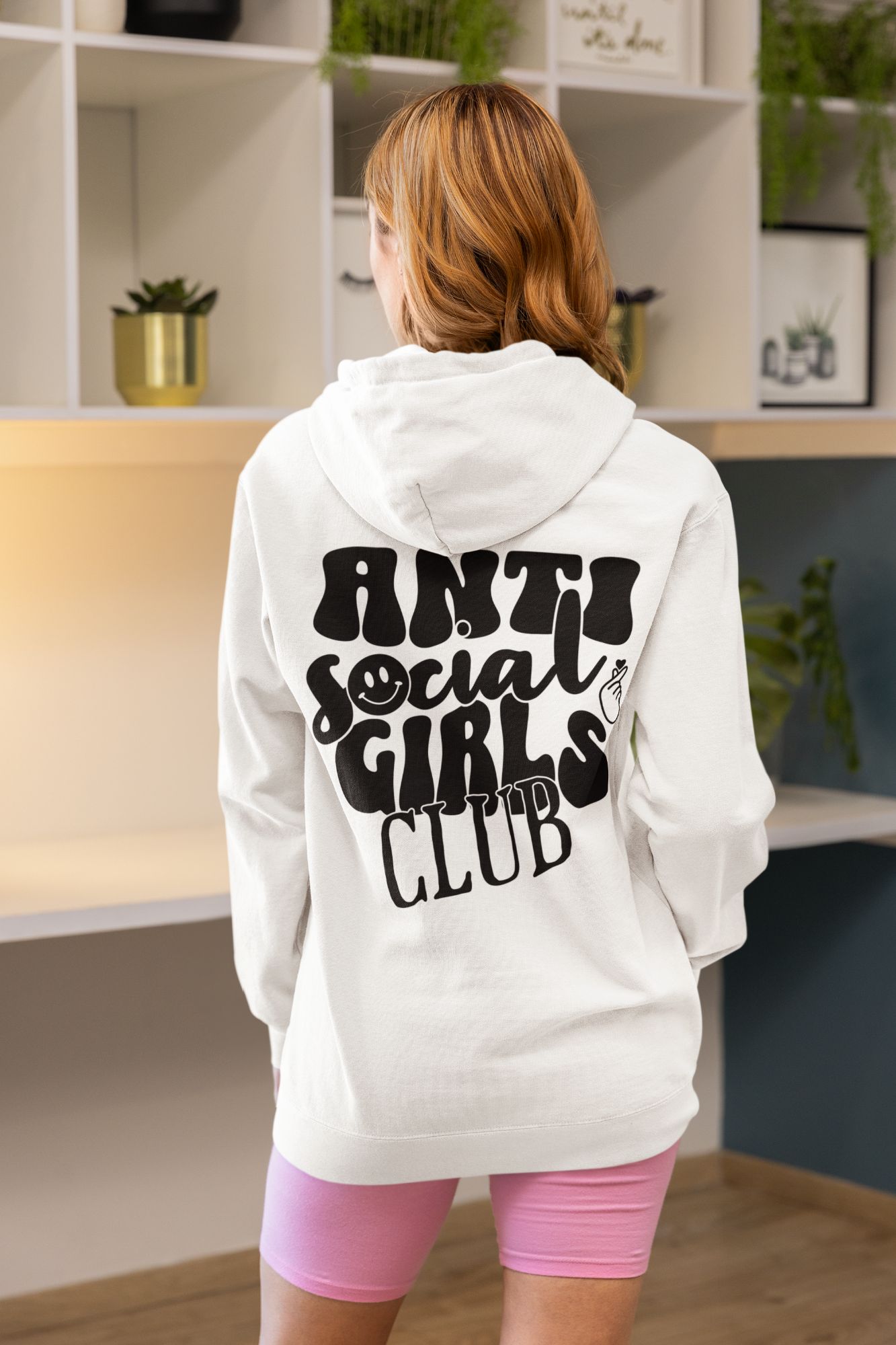 Anti Social Girls Club Hoodie With Front & Back Graphics In Various Colors — front view