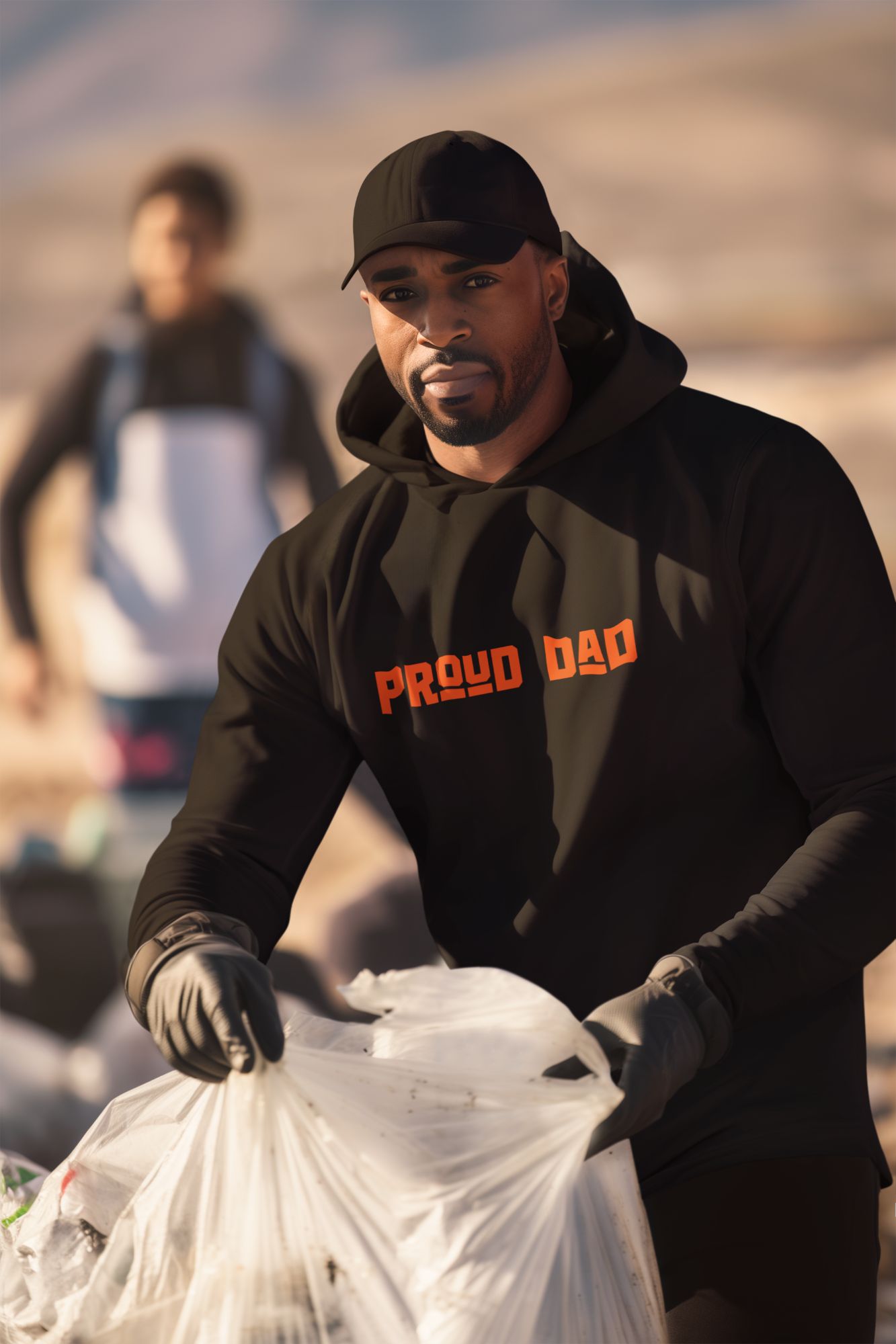 Proud Dad Hoodie & T-Shirt With "Eat Sleep Dad Repeat" Graphic Design - Fun Fathers Day Apparel — front view