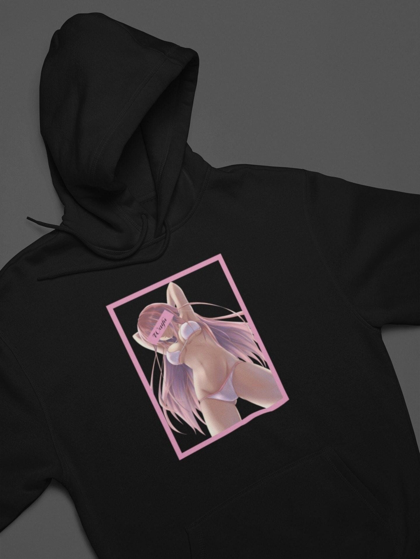 Unisex Babe Aesthetic Vaporwave Anime Manga Hoodie Gift for Her Vintage Hoodie Anime Lover Gift Oversized Hoodie Gift for Him — front view