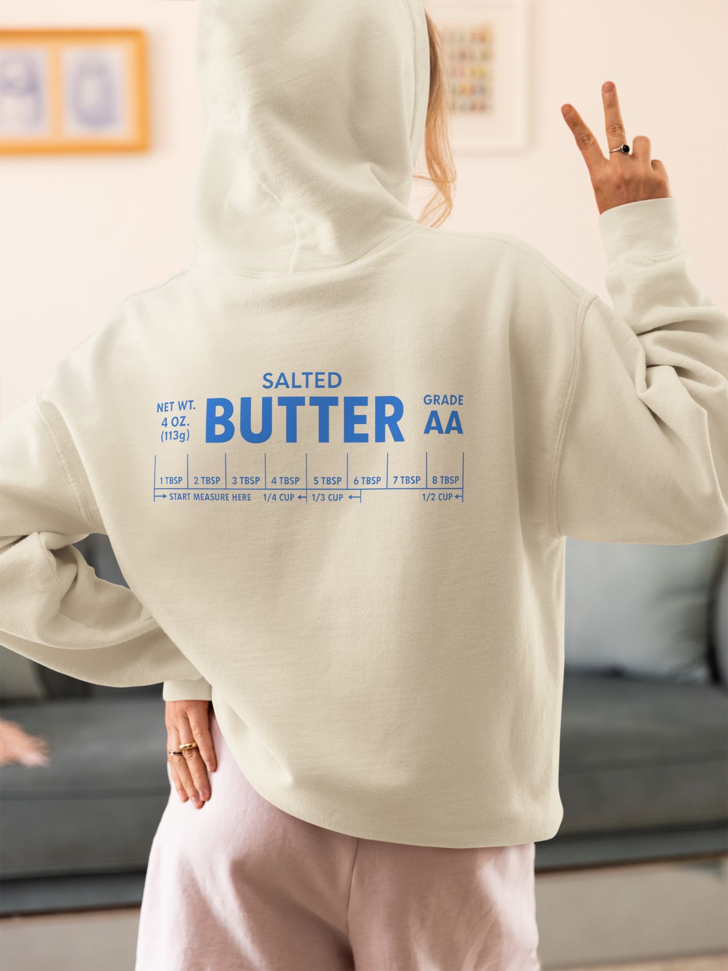 Salted Butter Hoodie Funny Foodie Sweatshirt Cozy Cooking Graphic Pullover — front view
