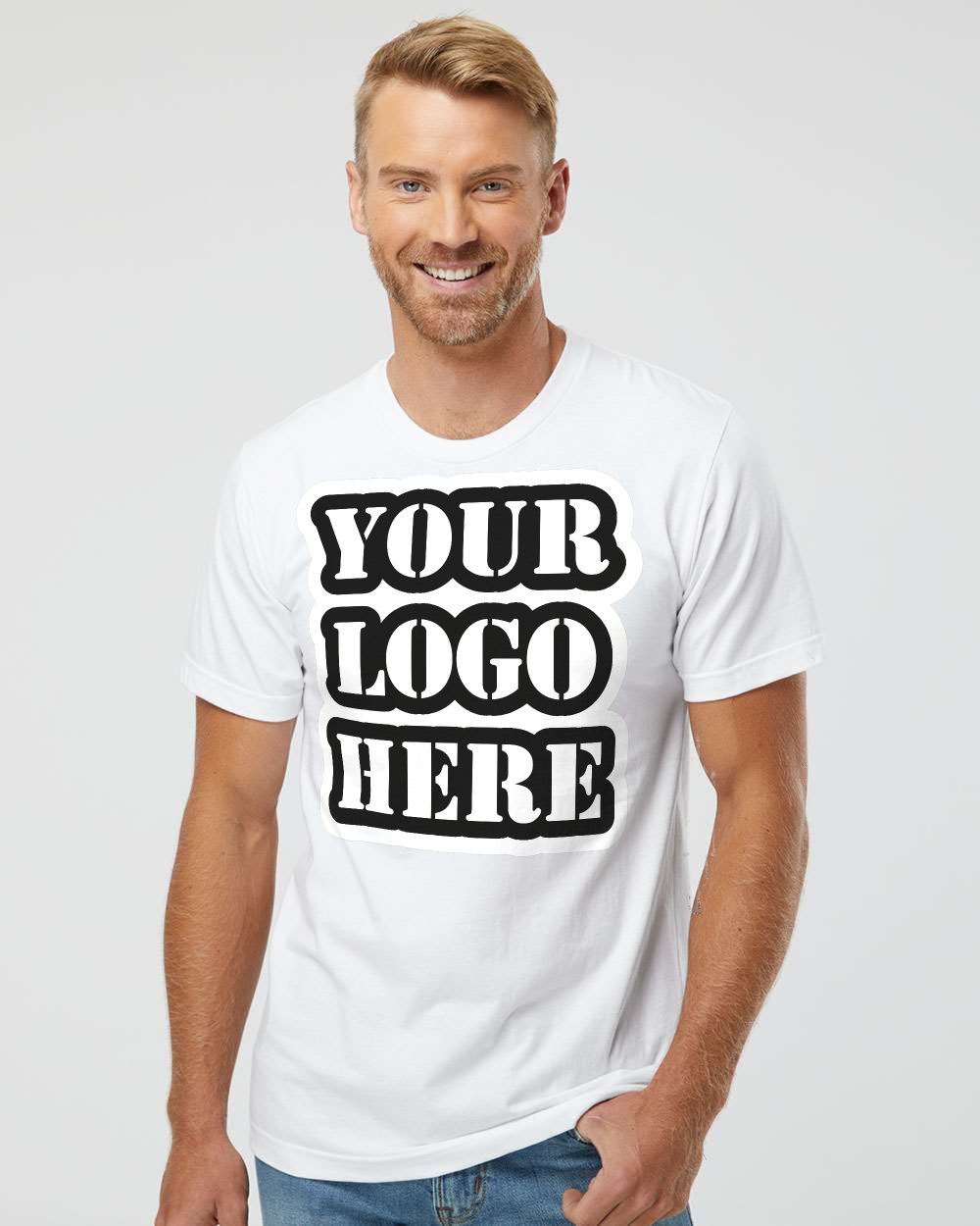 Customizable Unisex T-Shirt With Your Logo or Text Design Multiple Colors Soft Combed Ring-Spun Cotton — front view