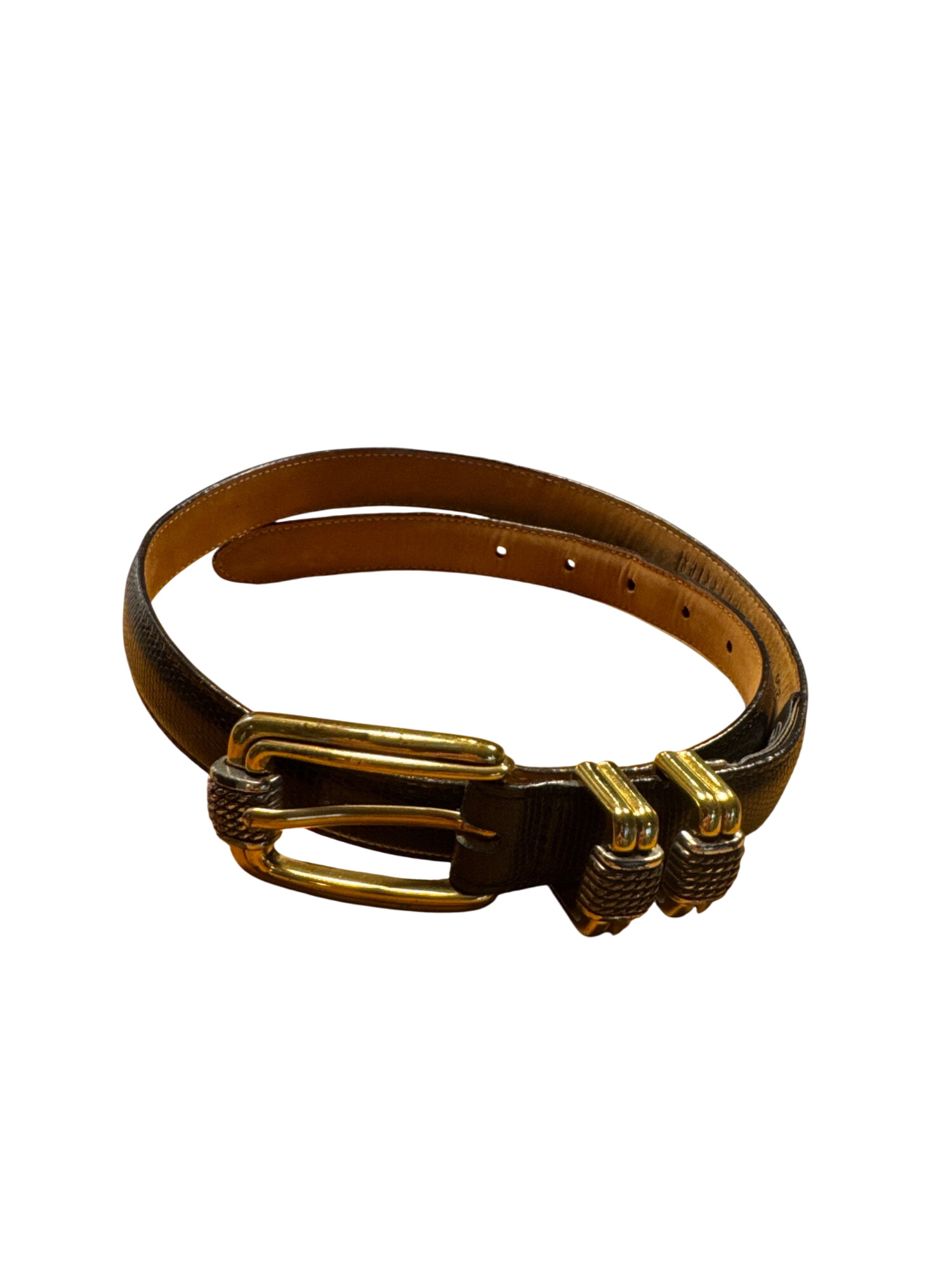 Brighton Womens Black & Gold Two-Tone Buckle Belt M/30
