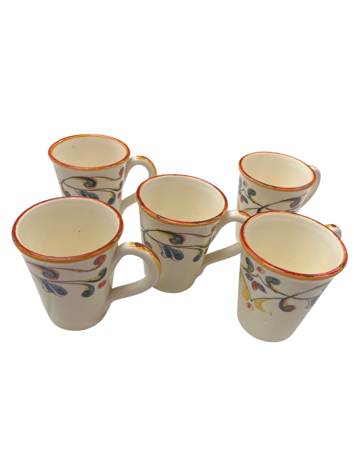 Italian handcrafted multi color ceramic 5 piece mug set