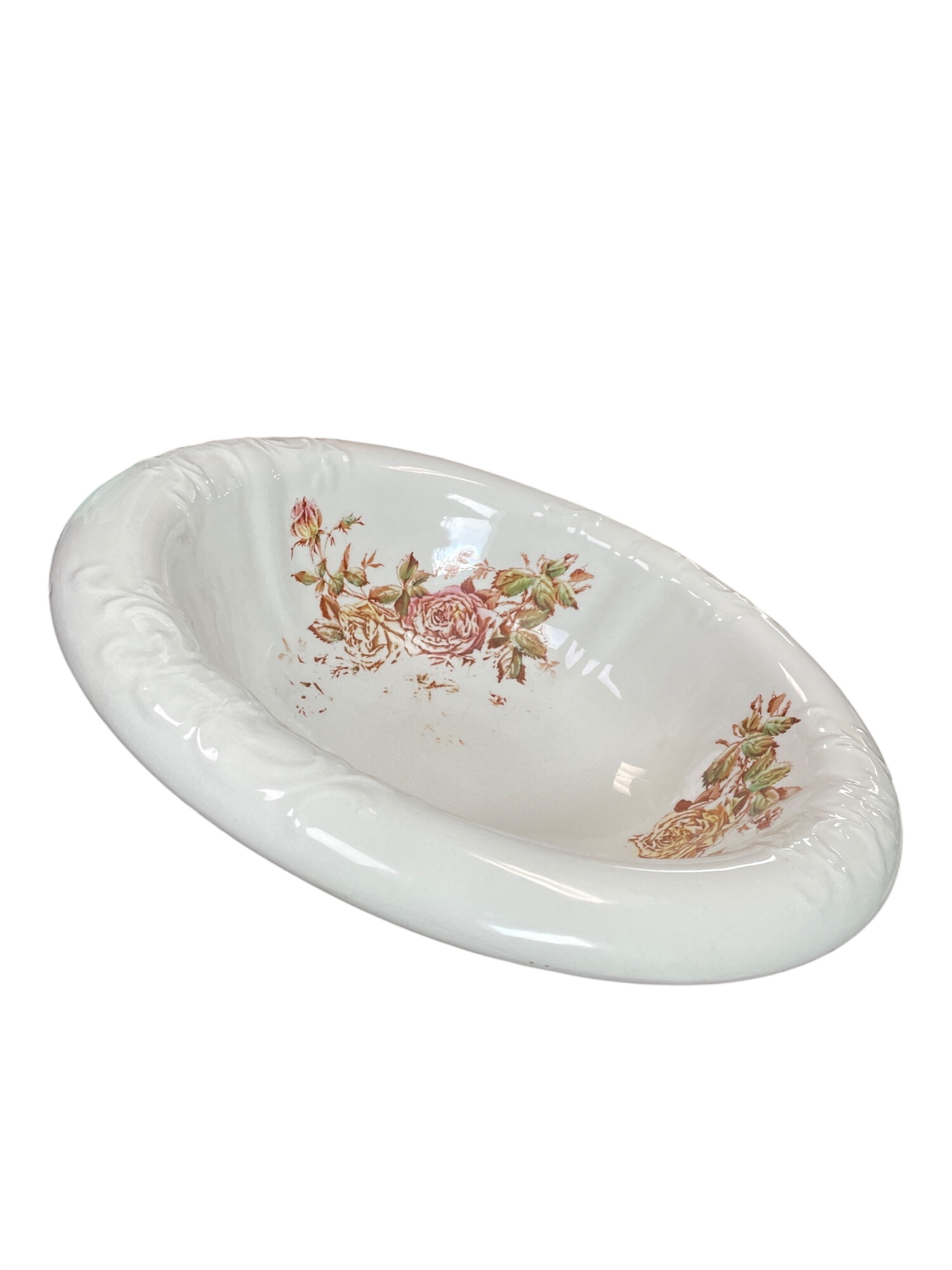 Vtg June Rose patterm American Trento pottery XL Bowl