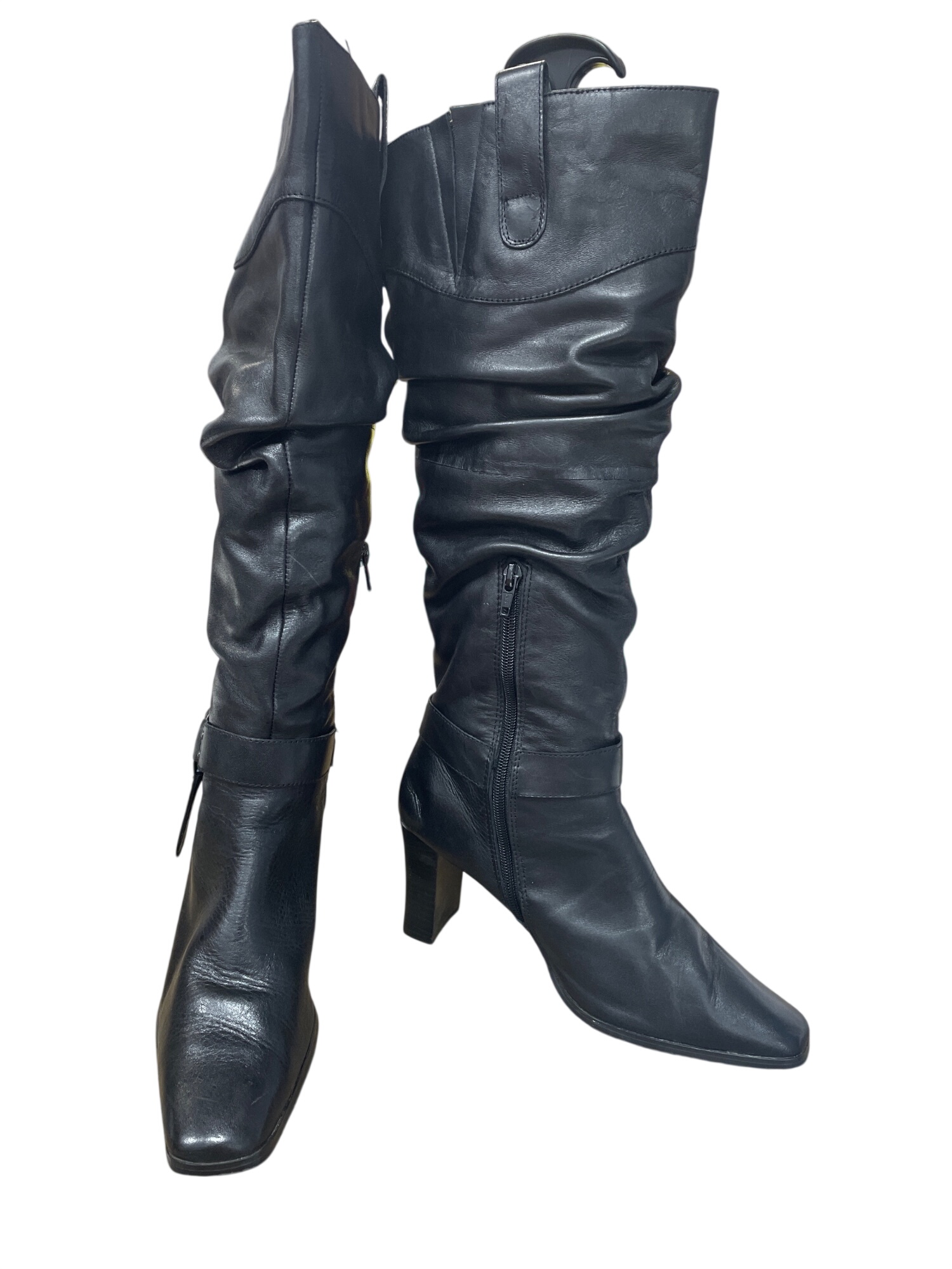 Womans Black Leather 3' Riding Equestrian Boots Sz 8.5M