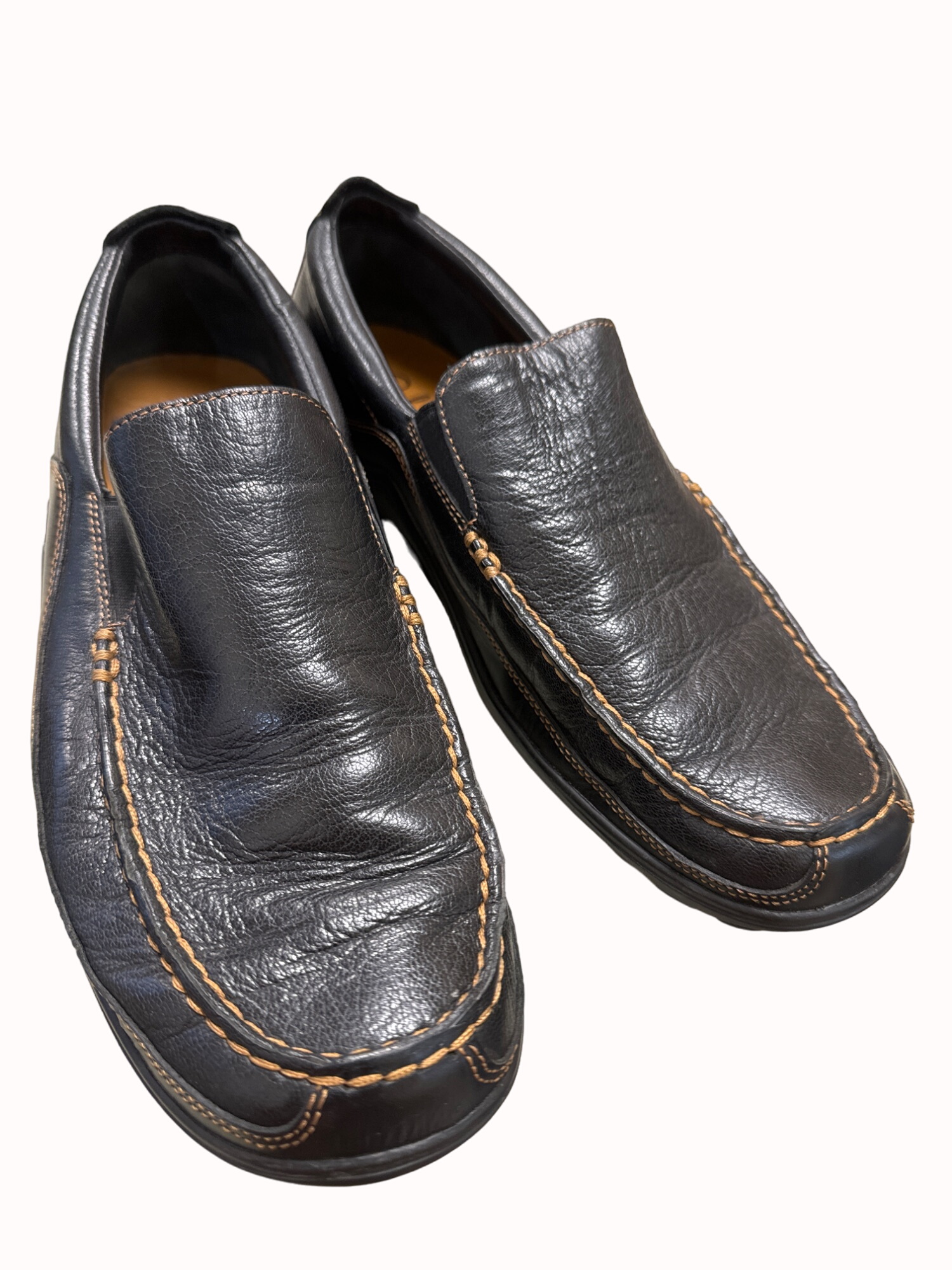men’s dark brown leather slip on loafer shoes