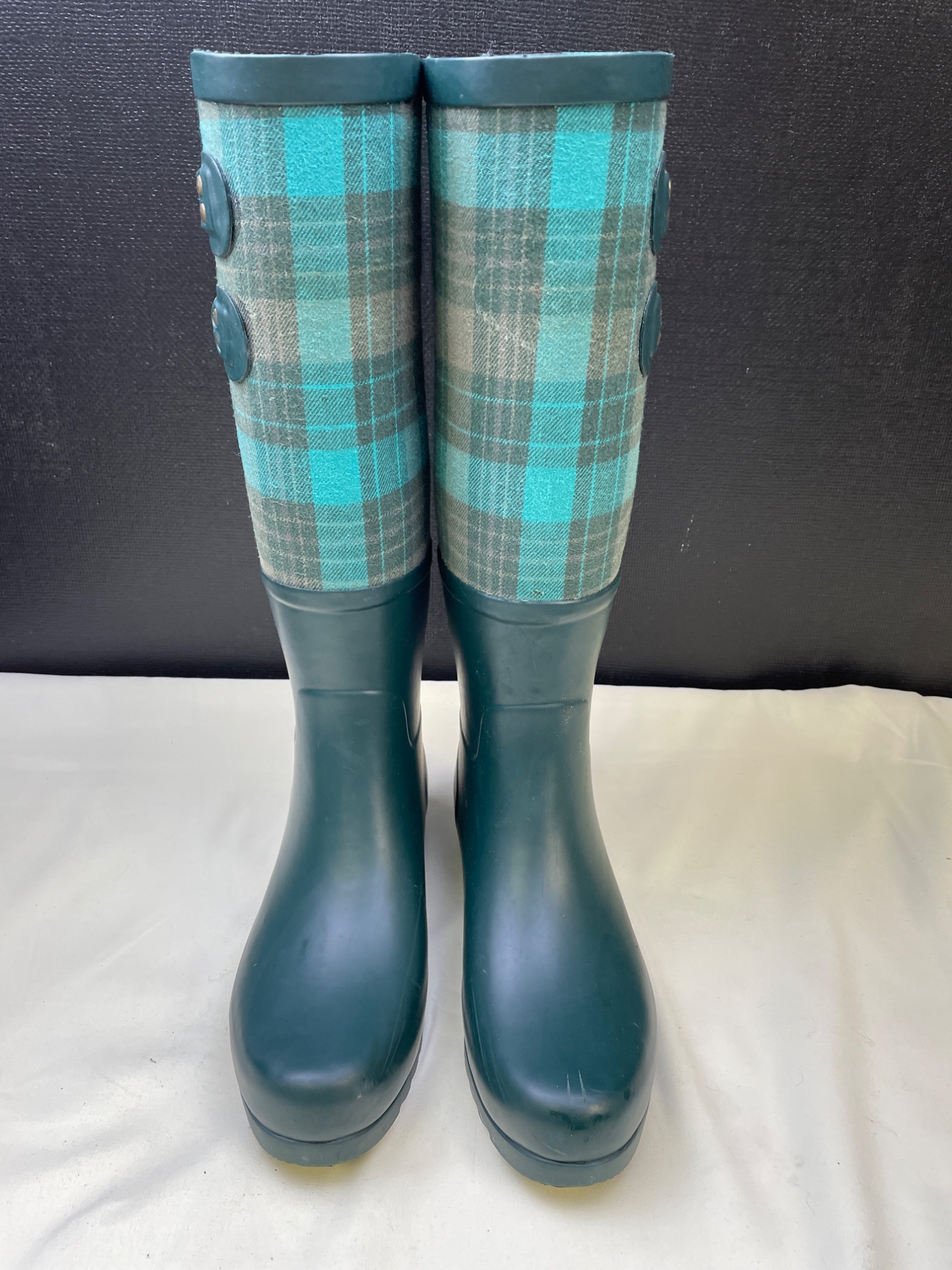 Australia Women's Green Plaid Rain Boots/ Shoes