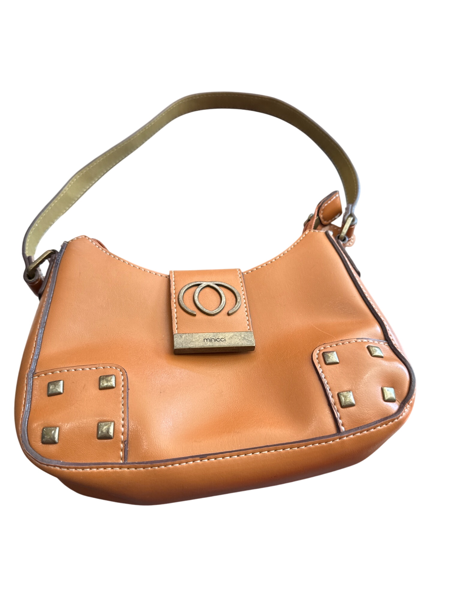 Minicci Tan Vinyl Studded womens handbag /Q564586