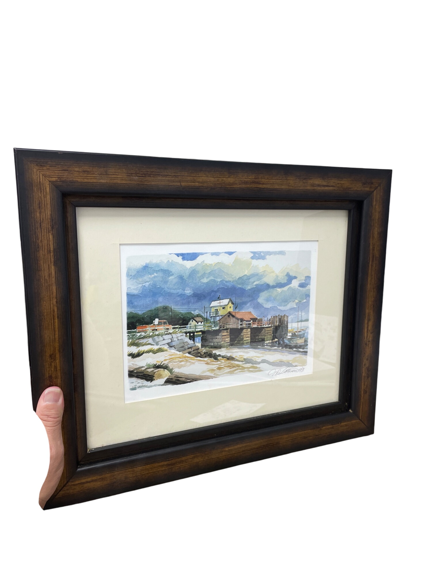 Ed Levten signed 1998 Coastal Harbor 17.5"x14.5" Print Ready To Hang