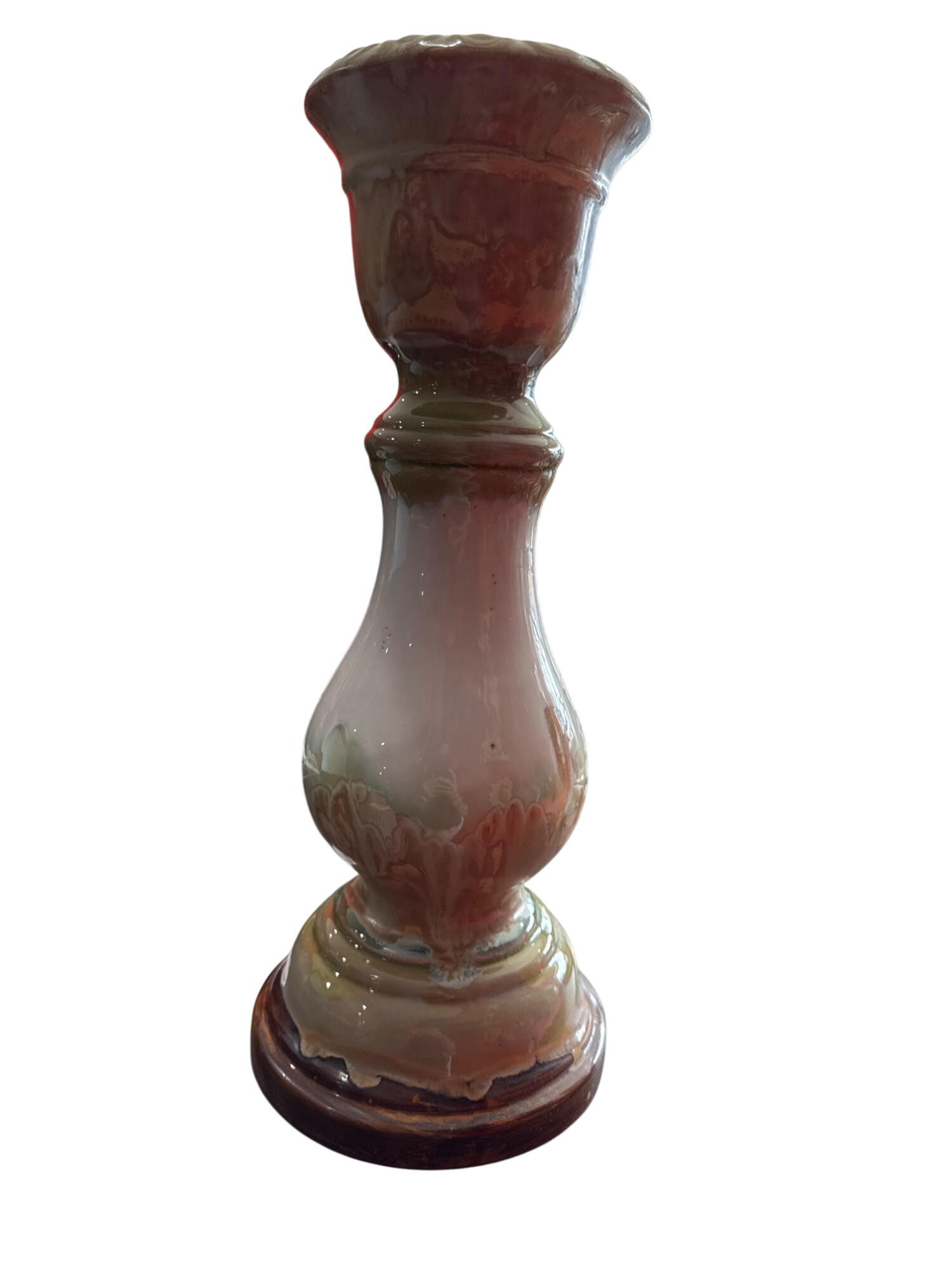 Home Decor Large 16" Tall white beige brown candle holder /6696269