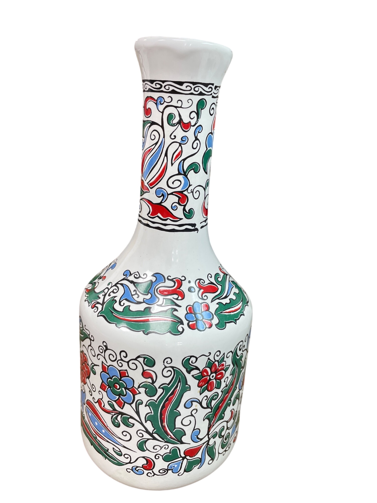Gree VTG Handpainted ceramic floral vase 10.5"x3.5"