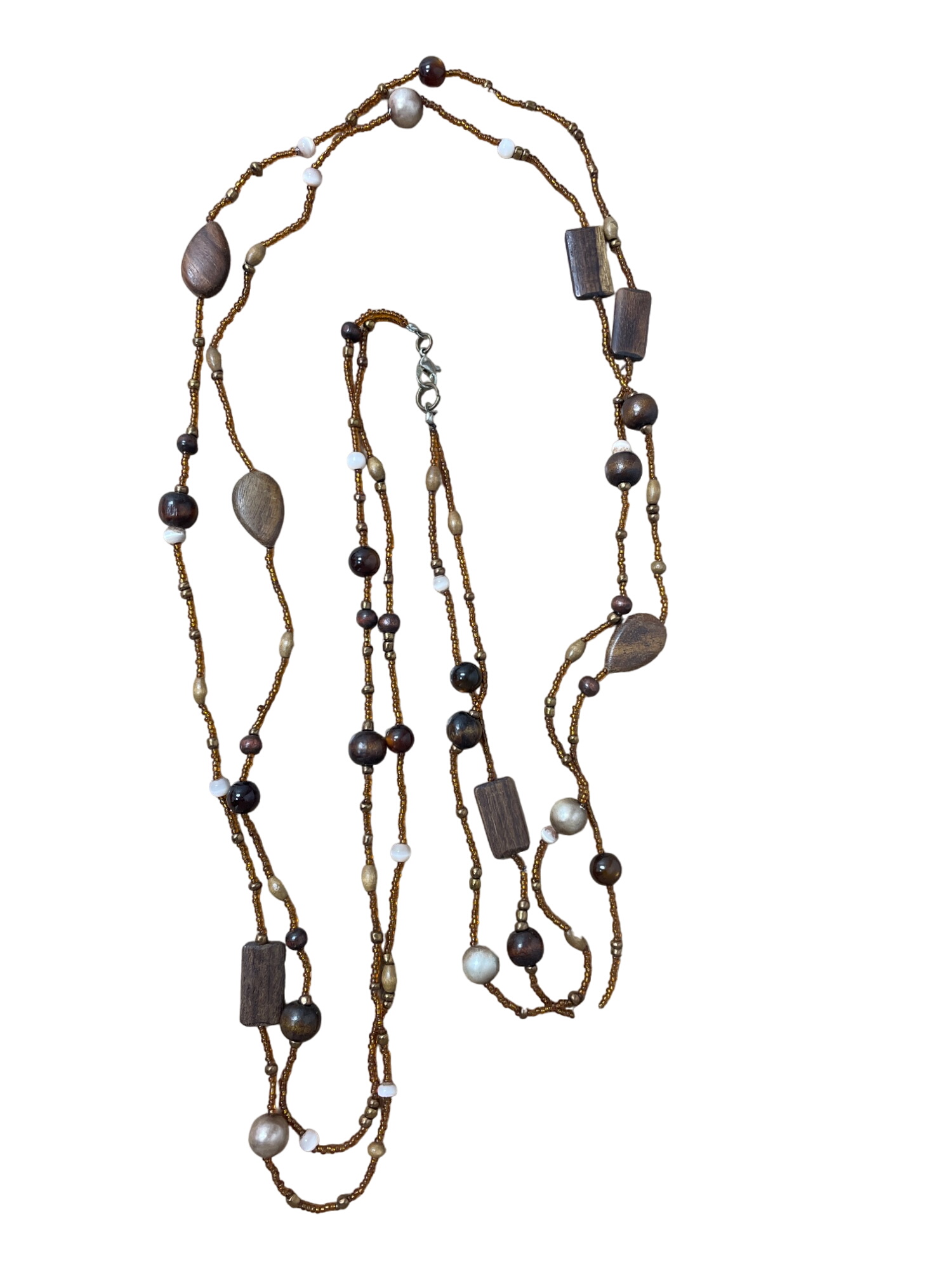 Lot of 2 long Brown Tone Necklaces (876)