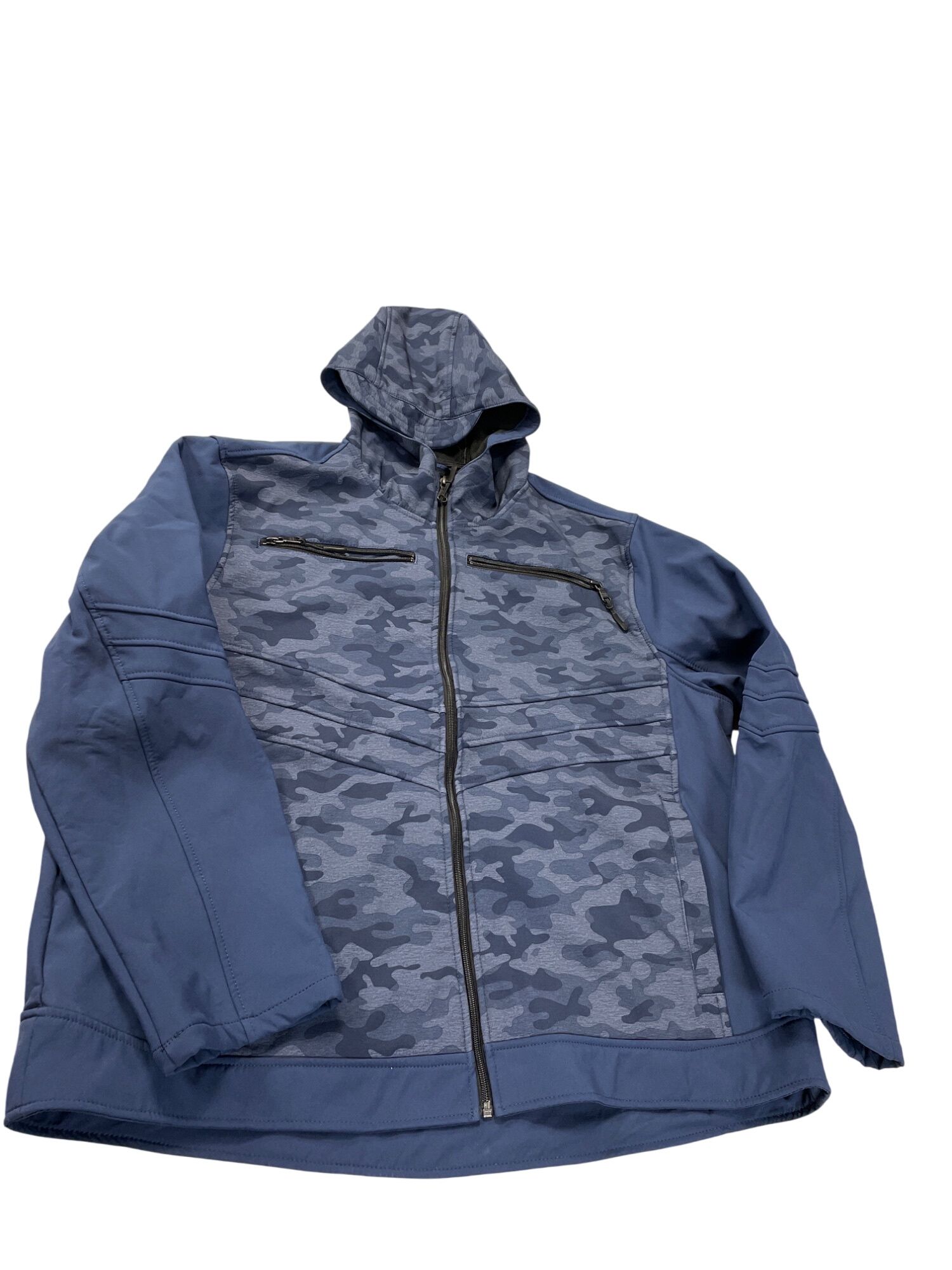 Urban Republic Mens Blue Camouflage Zip-Up Hooded Jacket