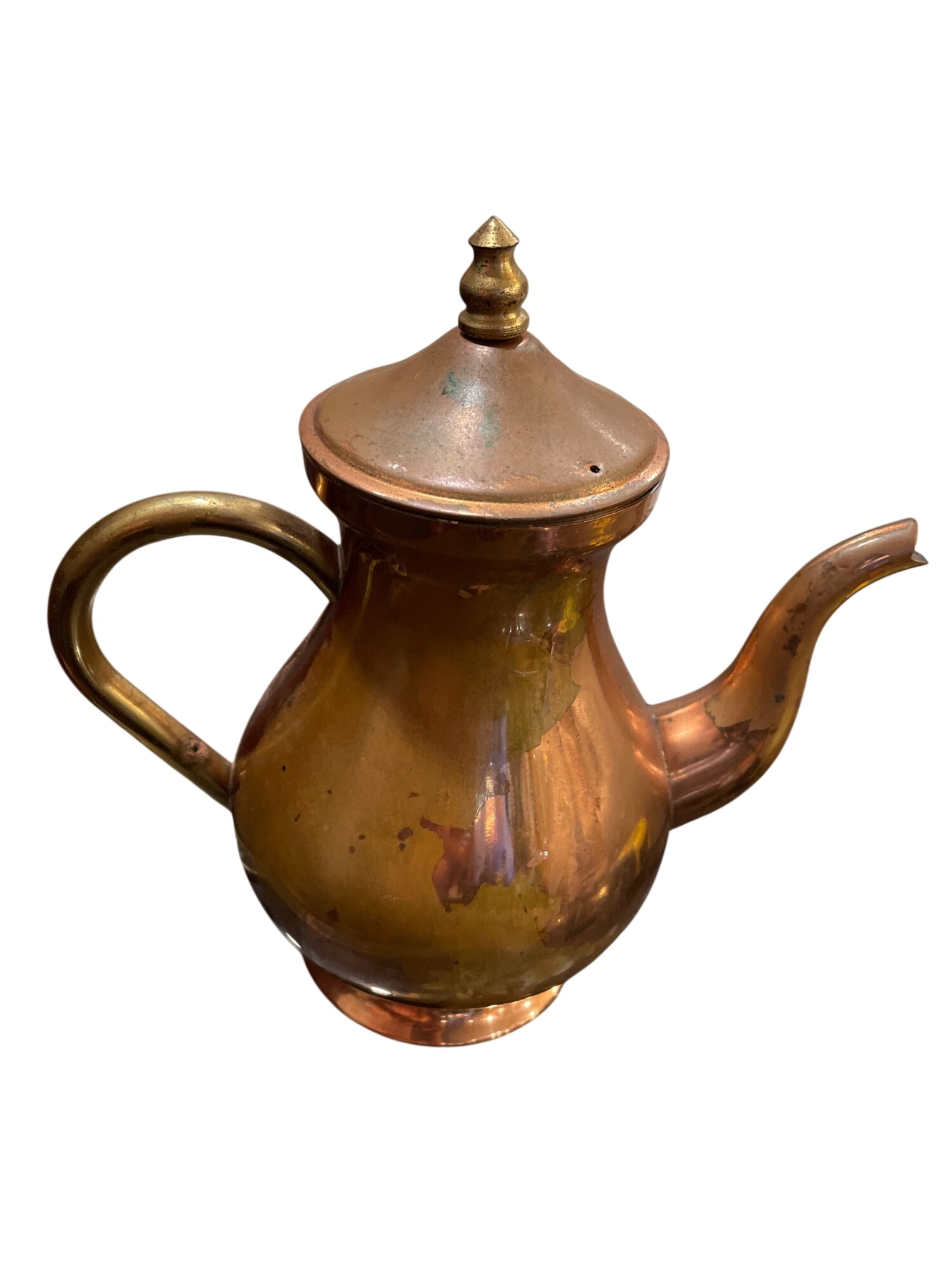 Vintage Solid Copper Portugal tea pot coffee kettle sz 9"x9"x3"