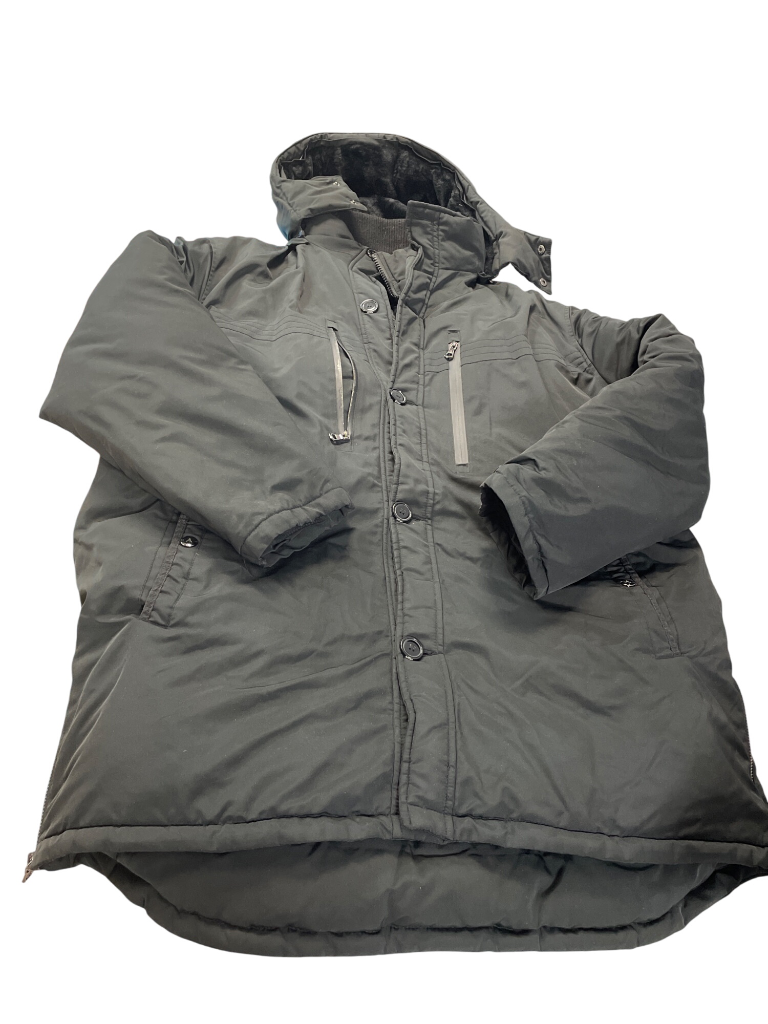 Spire Mens Black faux fur Hooded Winter Parka heavy winter coat 5XL