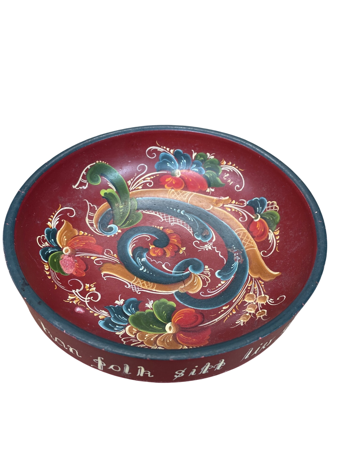 Norwegian Hand Painted Rosemaling wooden bowl by