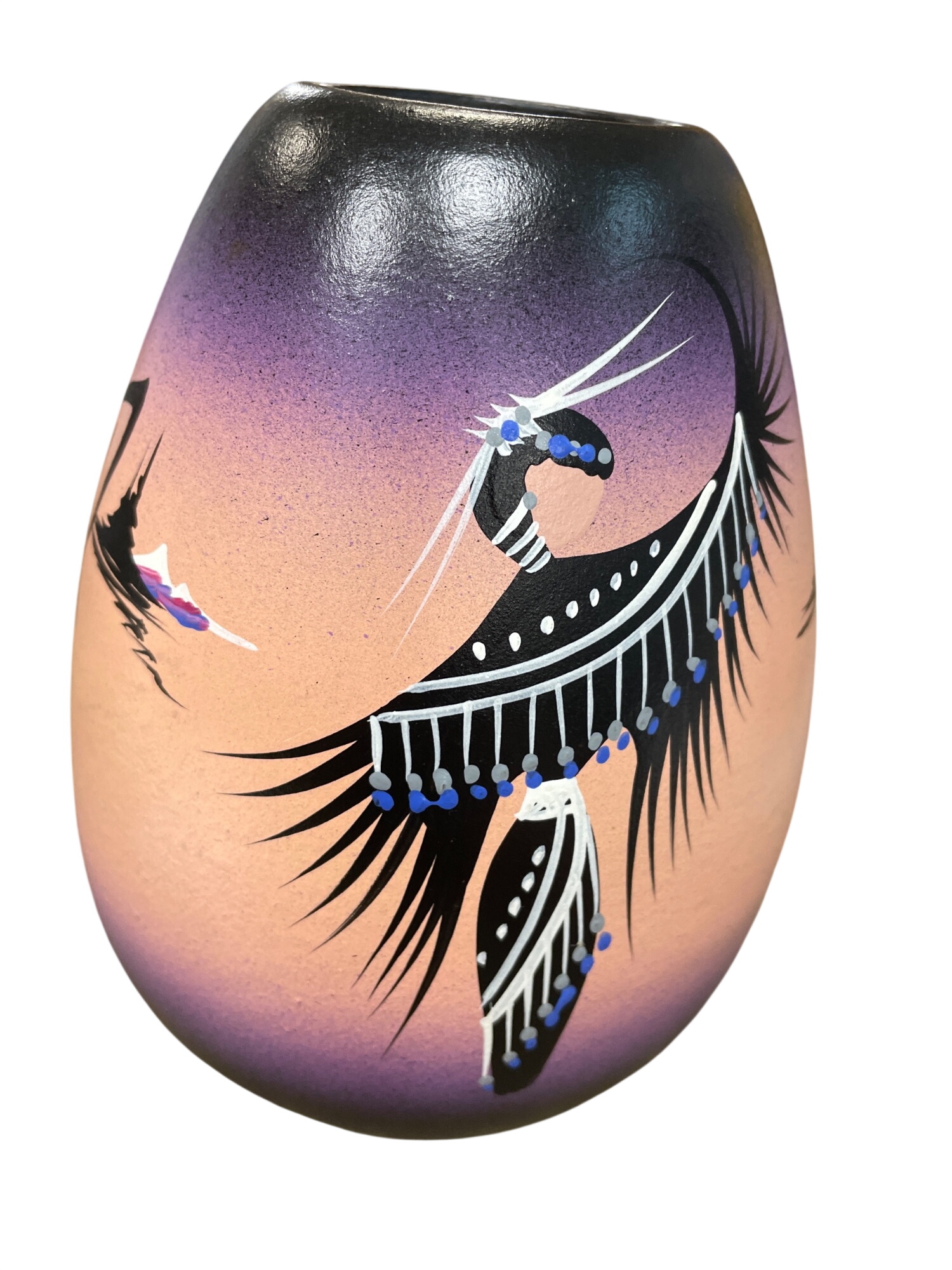 Southwestern Indian Navajo style 6.5" handpainted ceramic vase