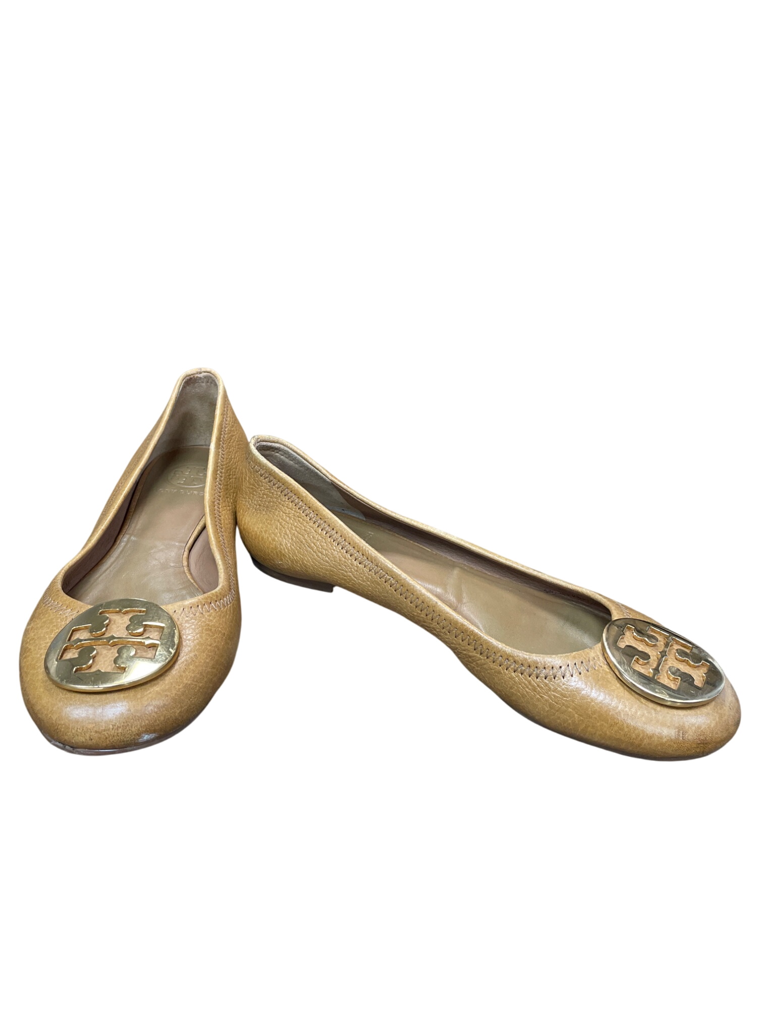 Womens Brown Leather Slip-On Flats
