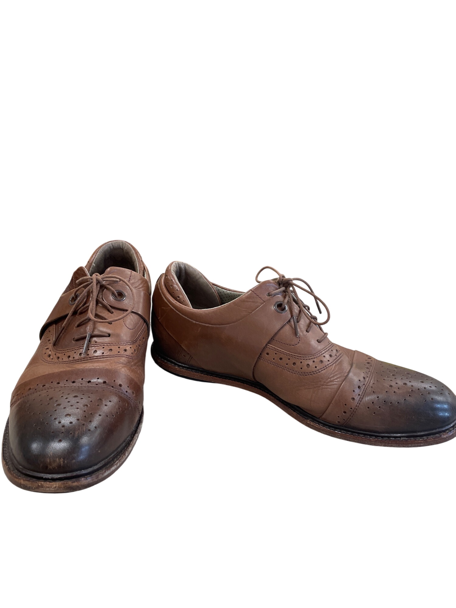 Mens Brown Leather Cap Toe Oxford Dress Shoes