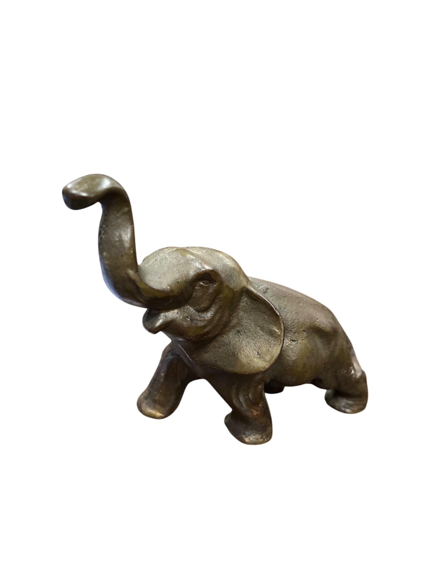 Vintage Solid Brass Elephant Figurine With Trunk Up Decor Accent