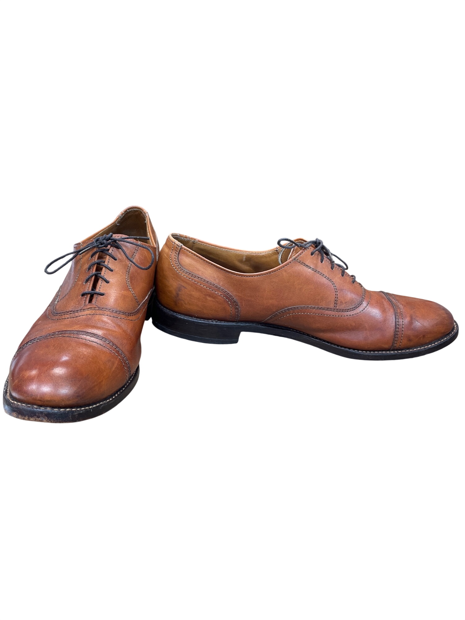 Brookwood mens brown leather cap toe oxford shoes sz 13A