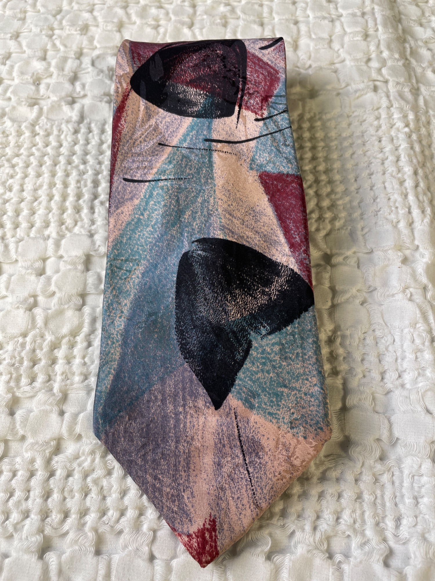 Men's Color Splash Silk Tie Pink/Blue Hues Italy 60' x 4"