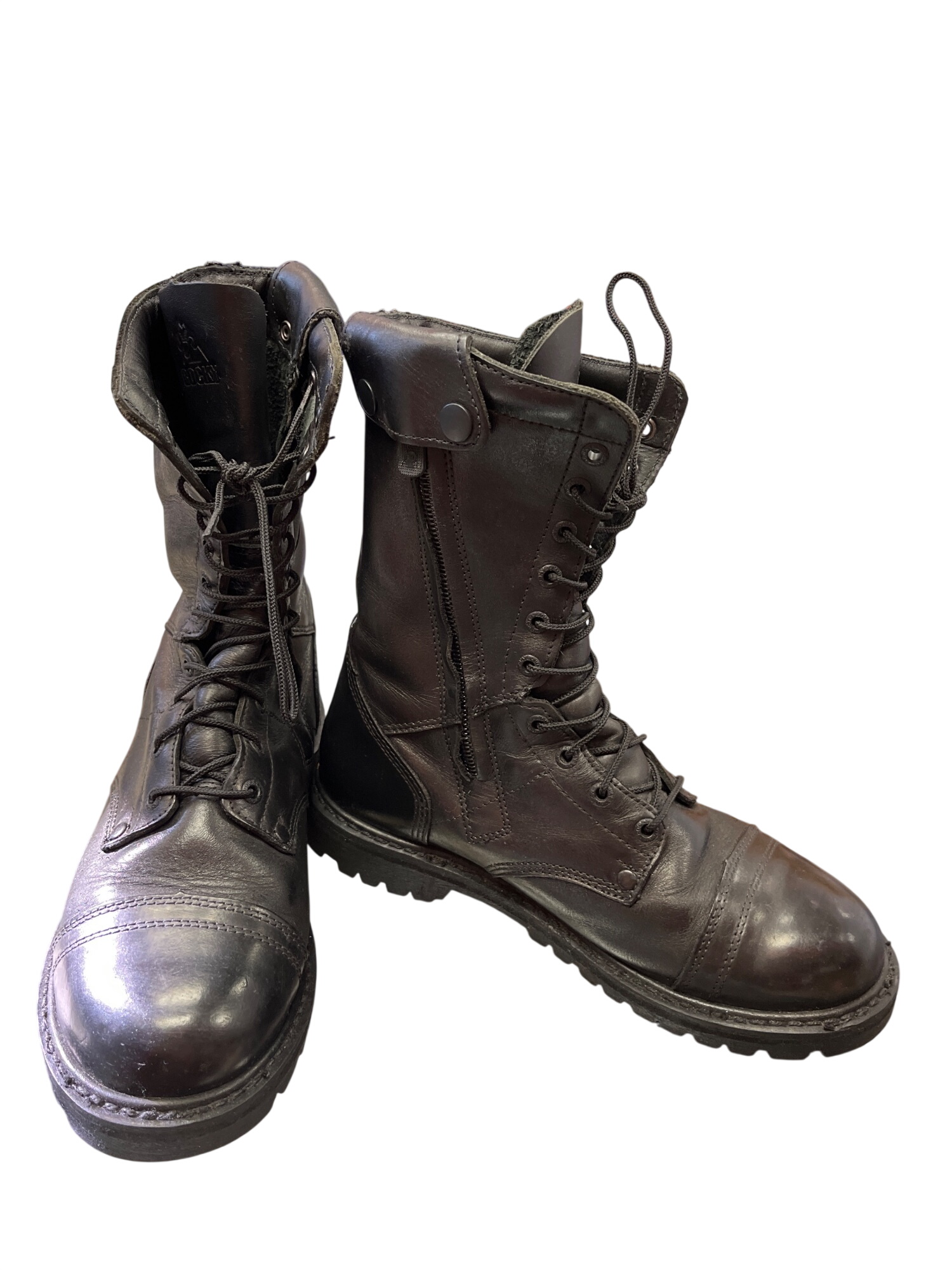 Rocky 2090 mens black leather mid calf moto riding para boots sz 9.5W SKI 9957