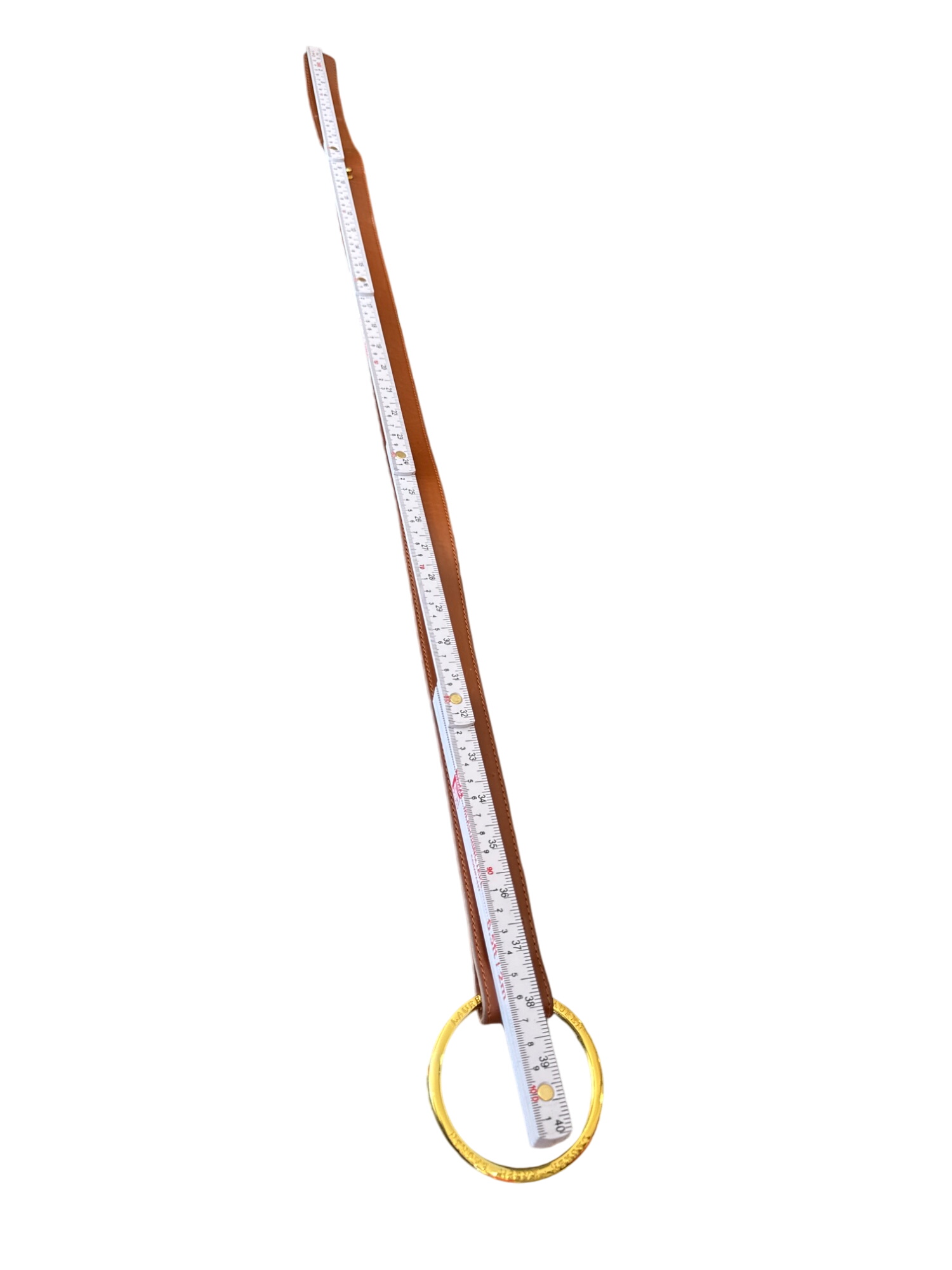 Brown Faux Leather Belt With Gold-Tone Metal Ring Buckle /7152672