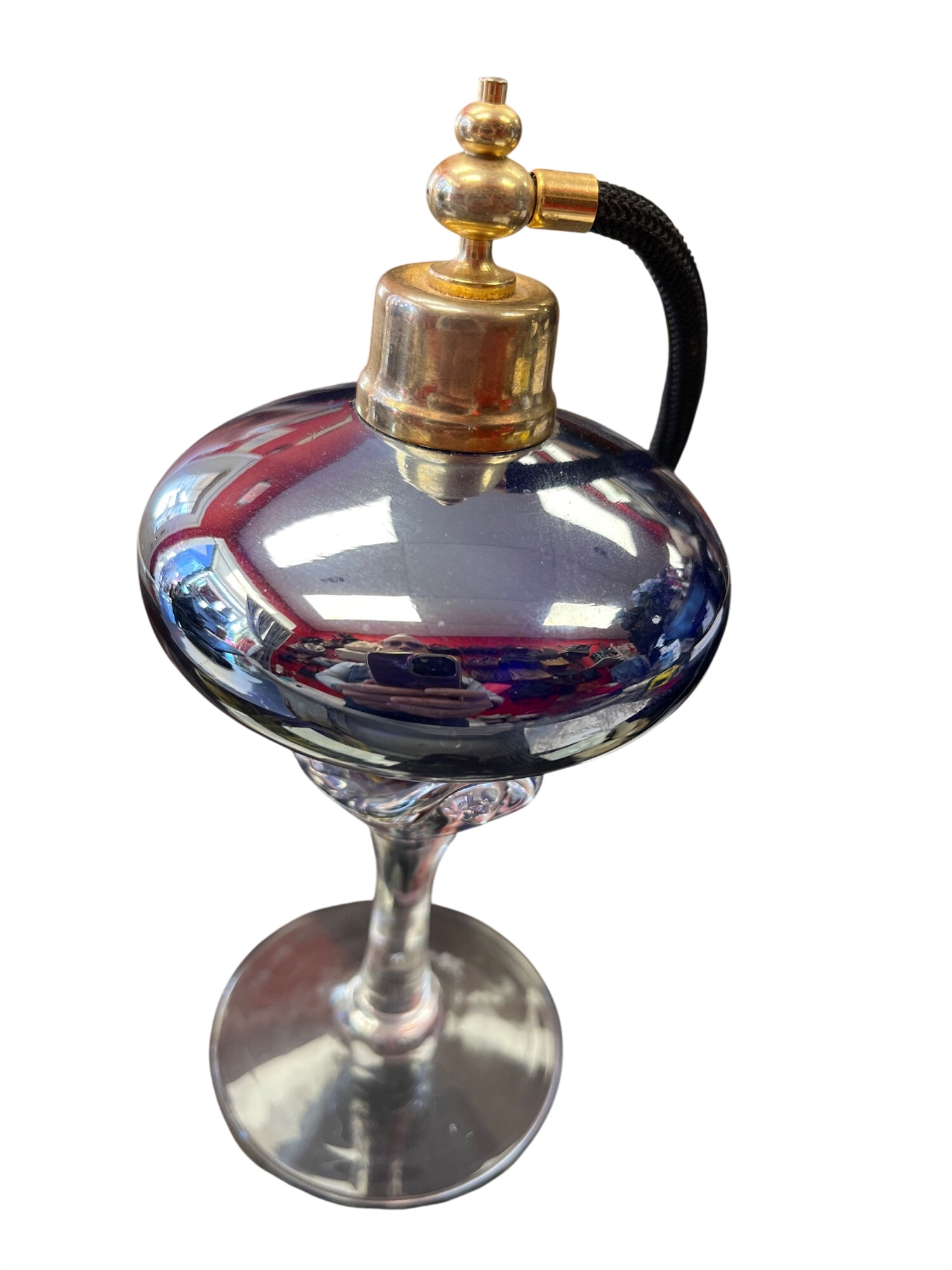 Vintage glass perfume atomizer tasseled bulb sprayer 7"x3.5"