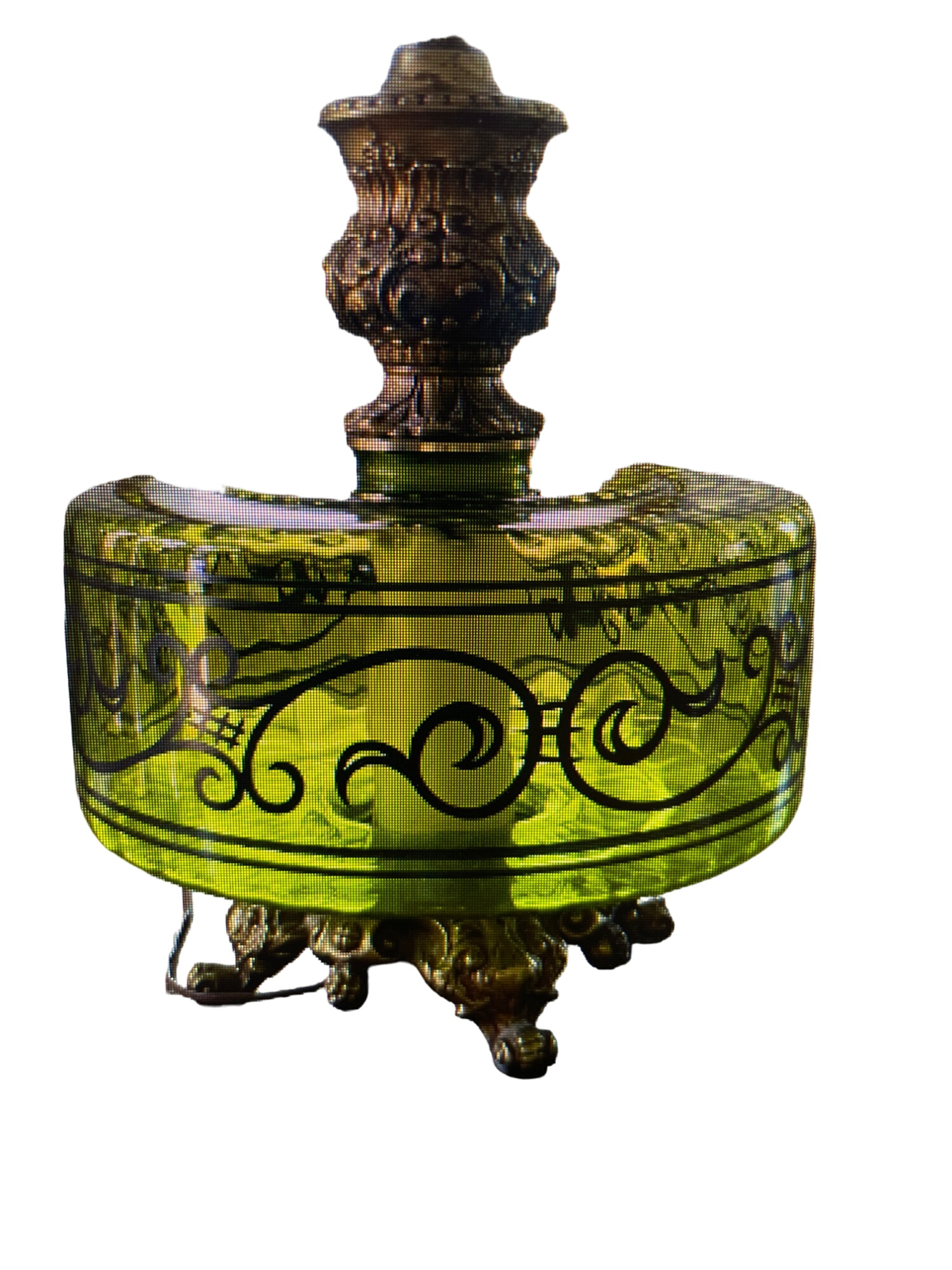 1960’s Hollywood Regency Green Glass Table Lamps (1094)