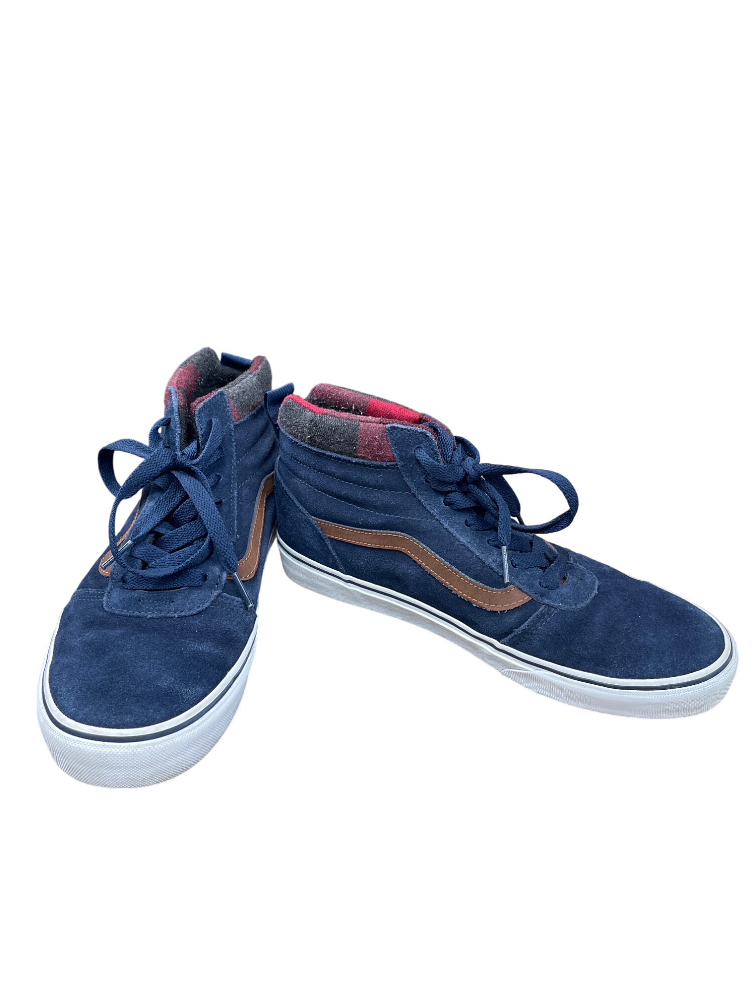 Mens Blue Suede Canvas High-Top Sneakers