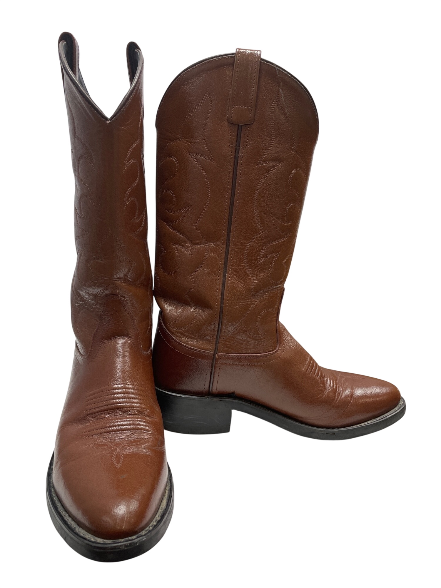 Brown leather mens western boots Sz 7D