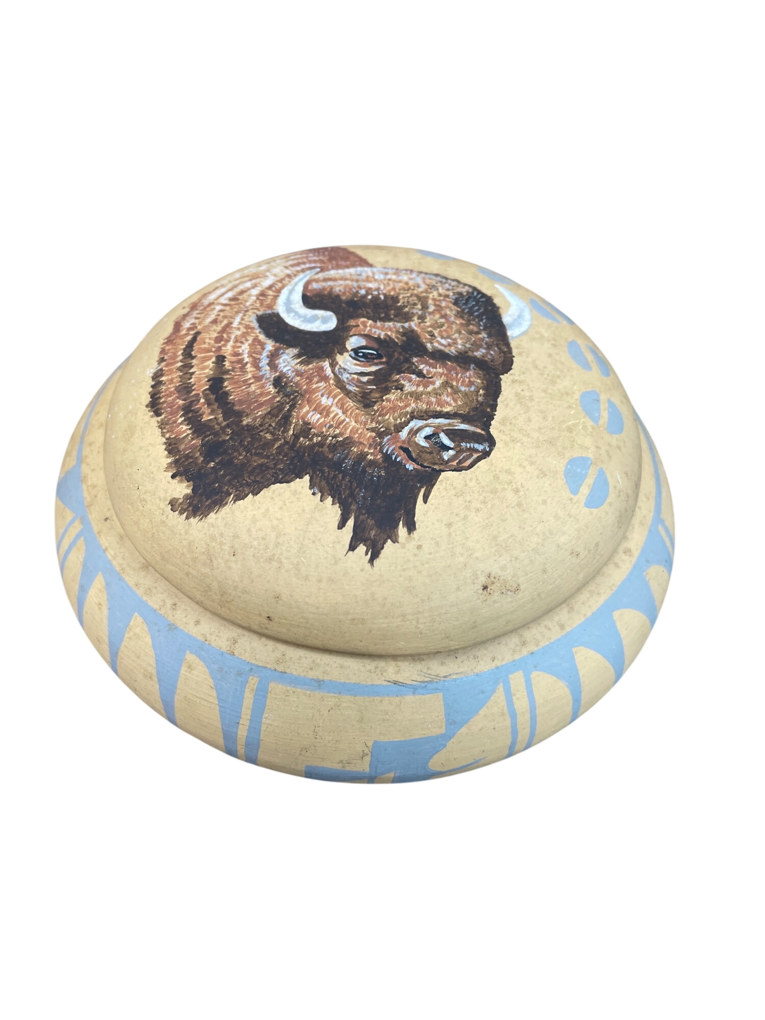 Navajo Southwestern bull handmade studio ceramic bowl