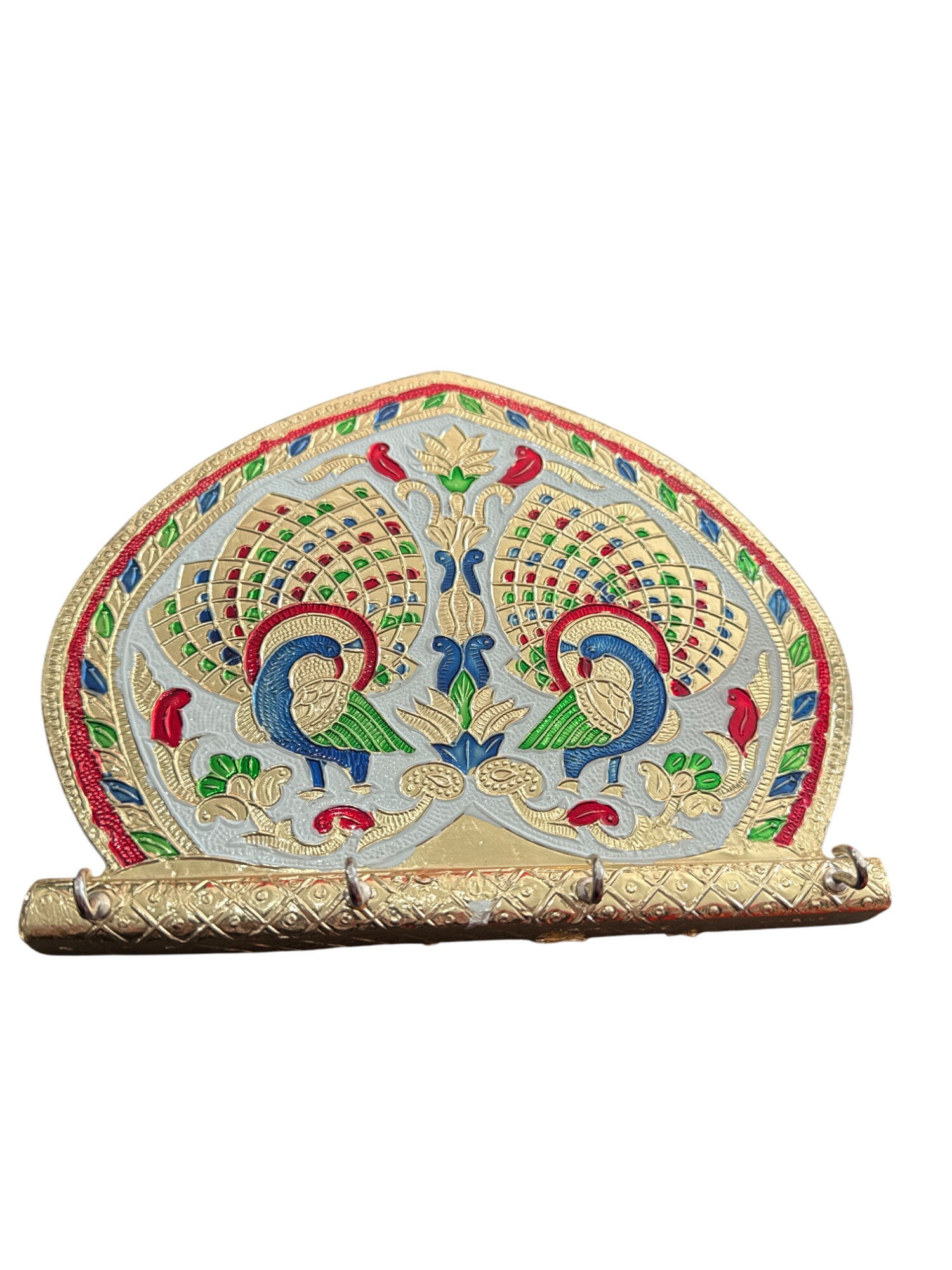 Meenakari Peacock Decorative Wall Hanging key ring holder /P568877