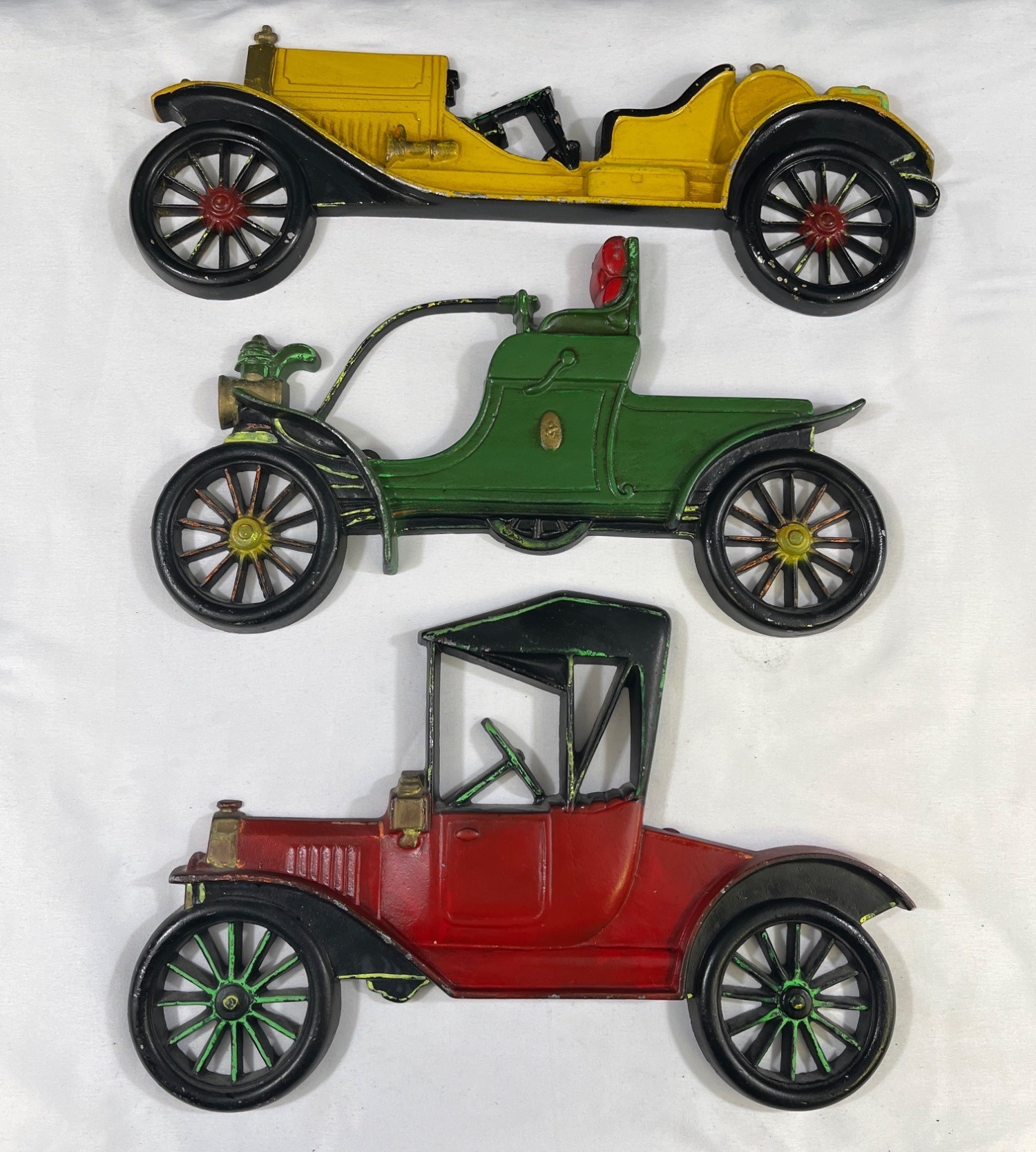 Vintage Cast Iron Antique Cars Set Of 3 Wall Decor