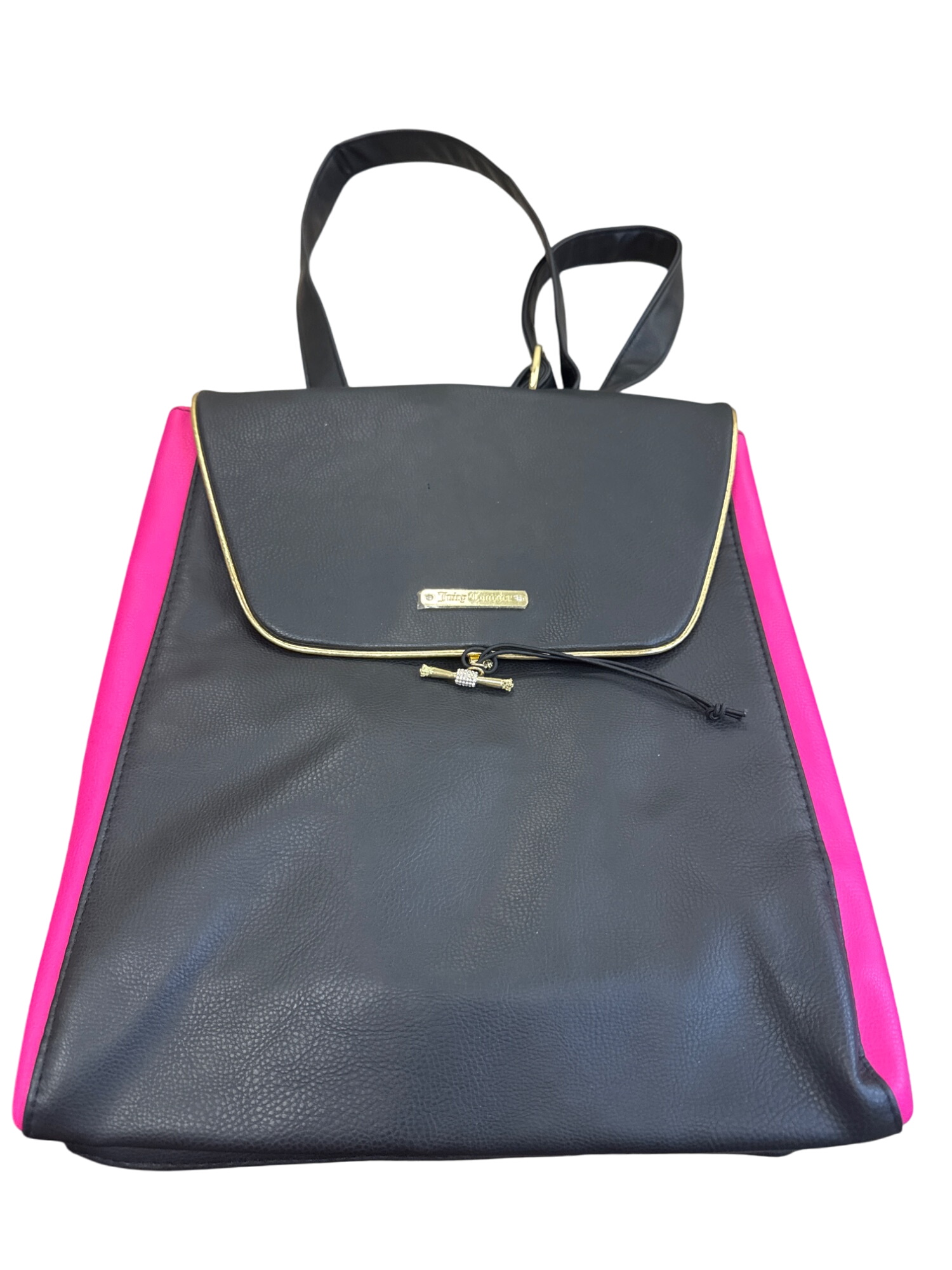 Juicy Couture Womens Black & Pink Backpack With Gold Accents