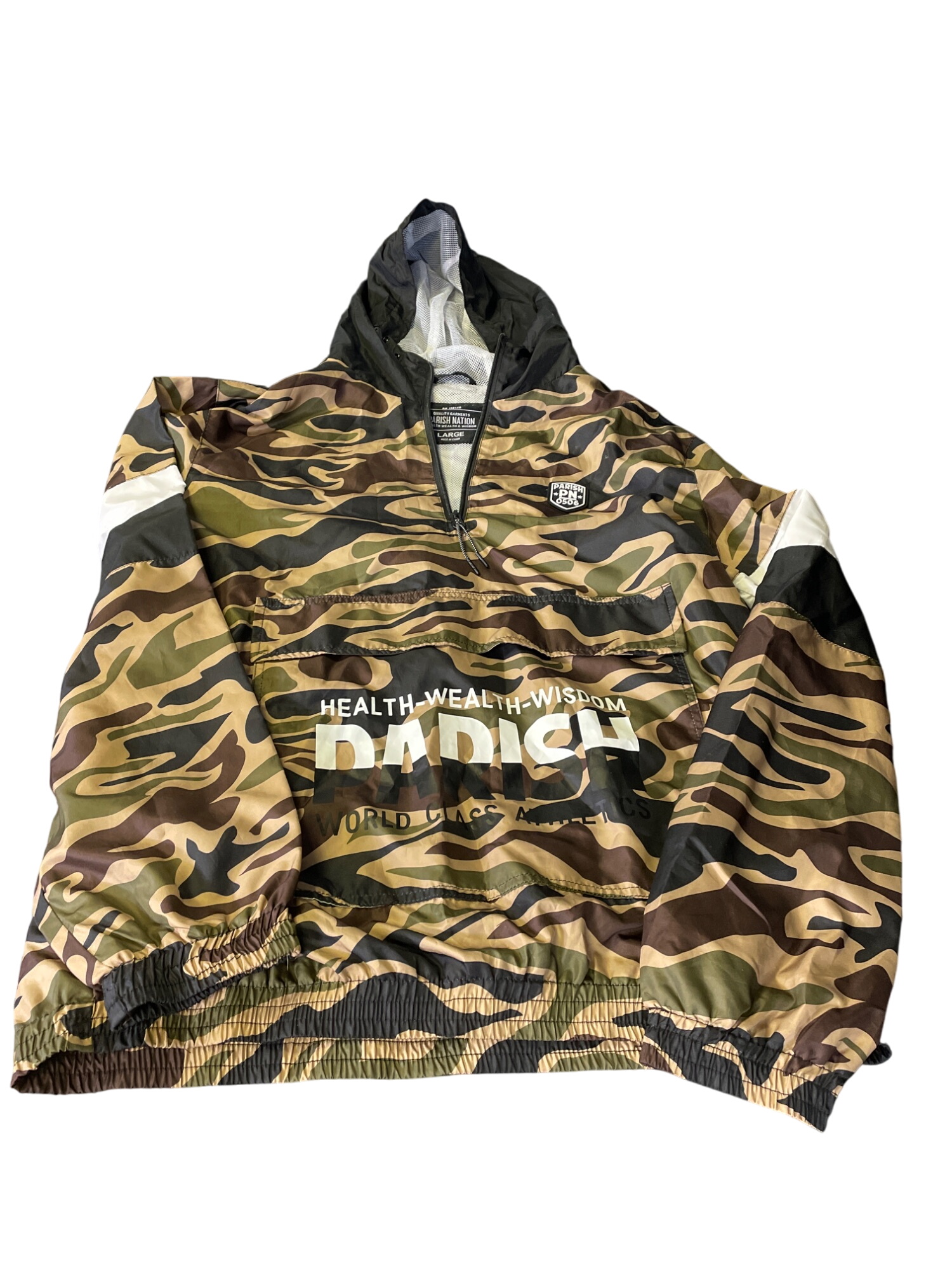 PN Mens Black & White Camo Windbreaker Hoodie