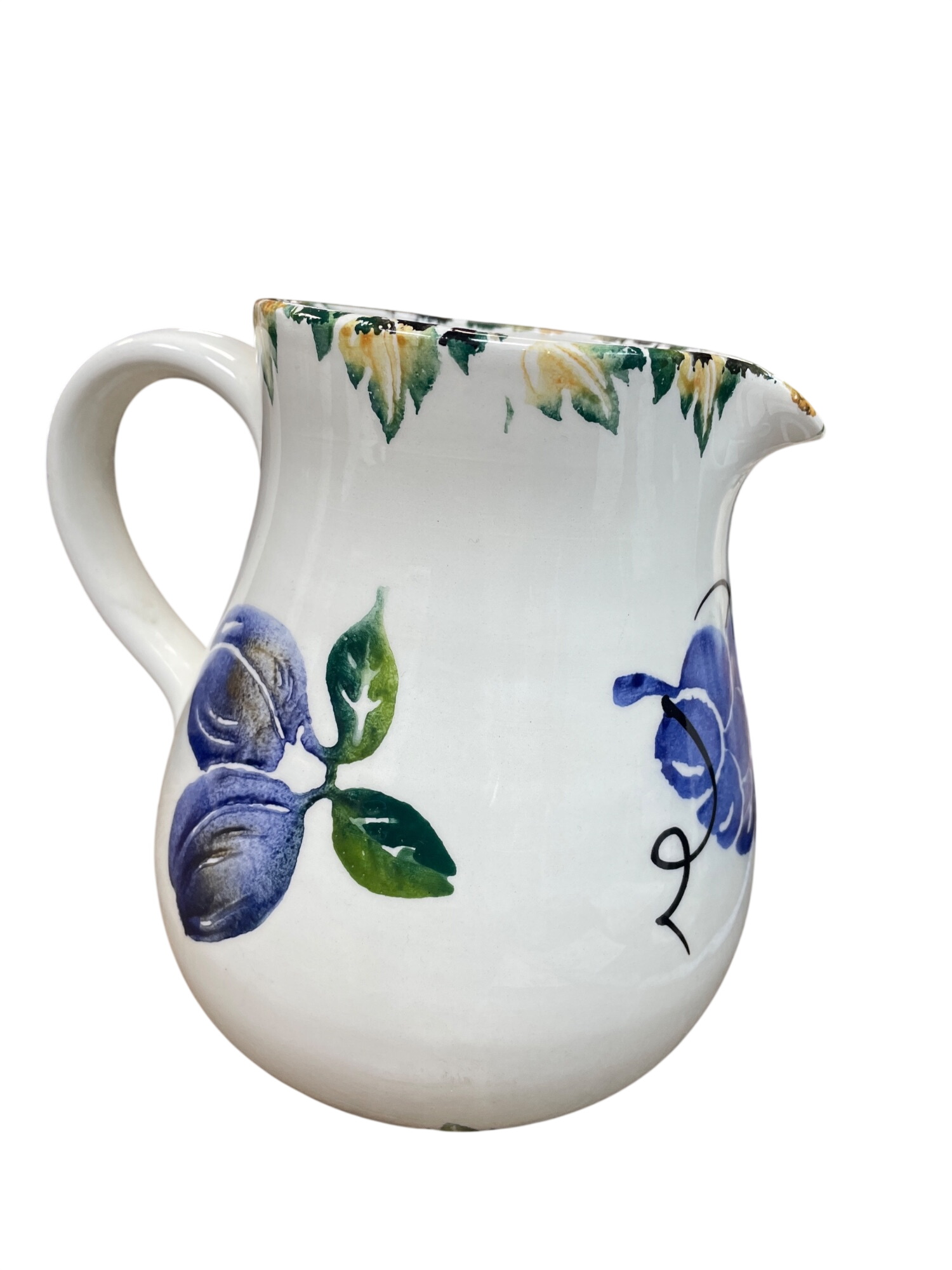 VTG Italian handpainted ceramic floral fruit jug