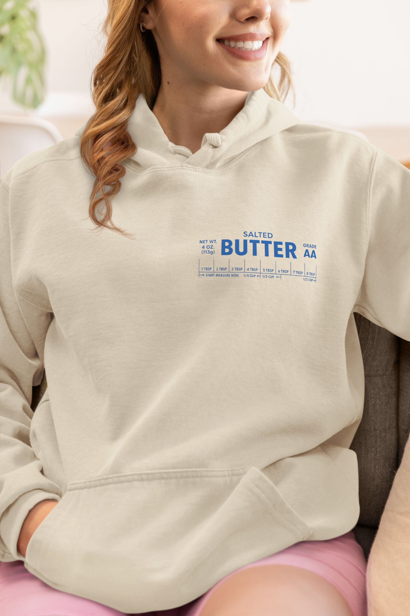 Salted Butter Hoodie Funny Foodie Sweatshirt Cozy Cooking Graphic Pullover — back view thumbnail