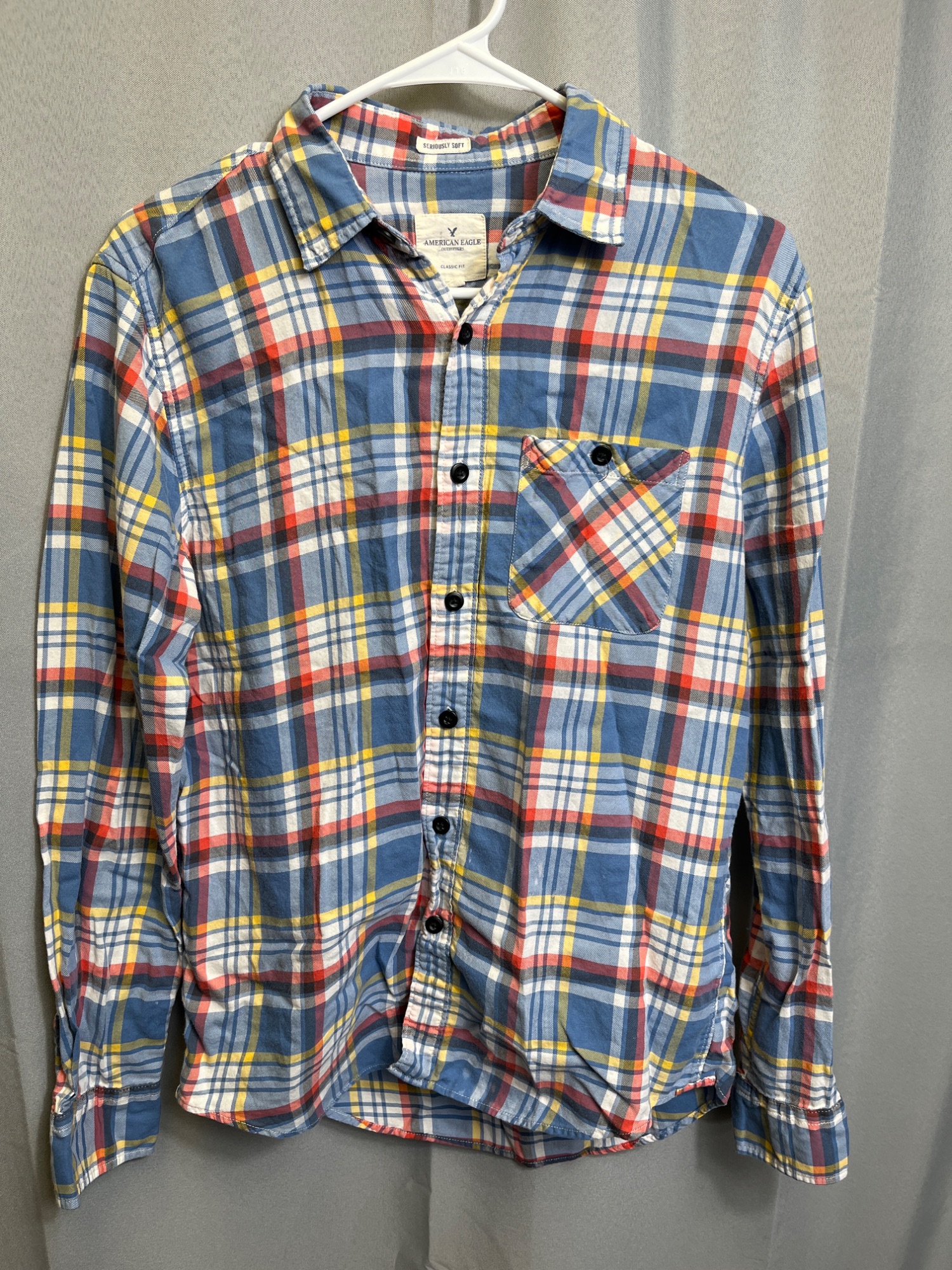 Mens Casual Button Up Plaid Shirt