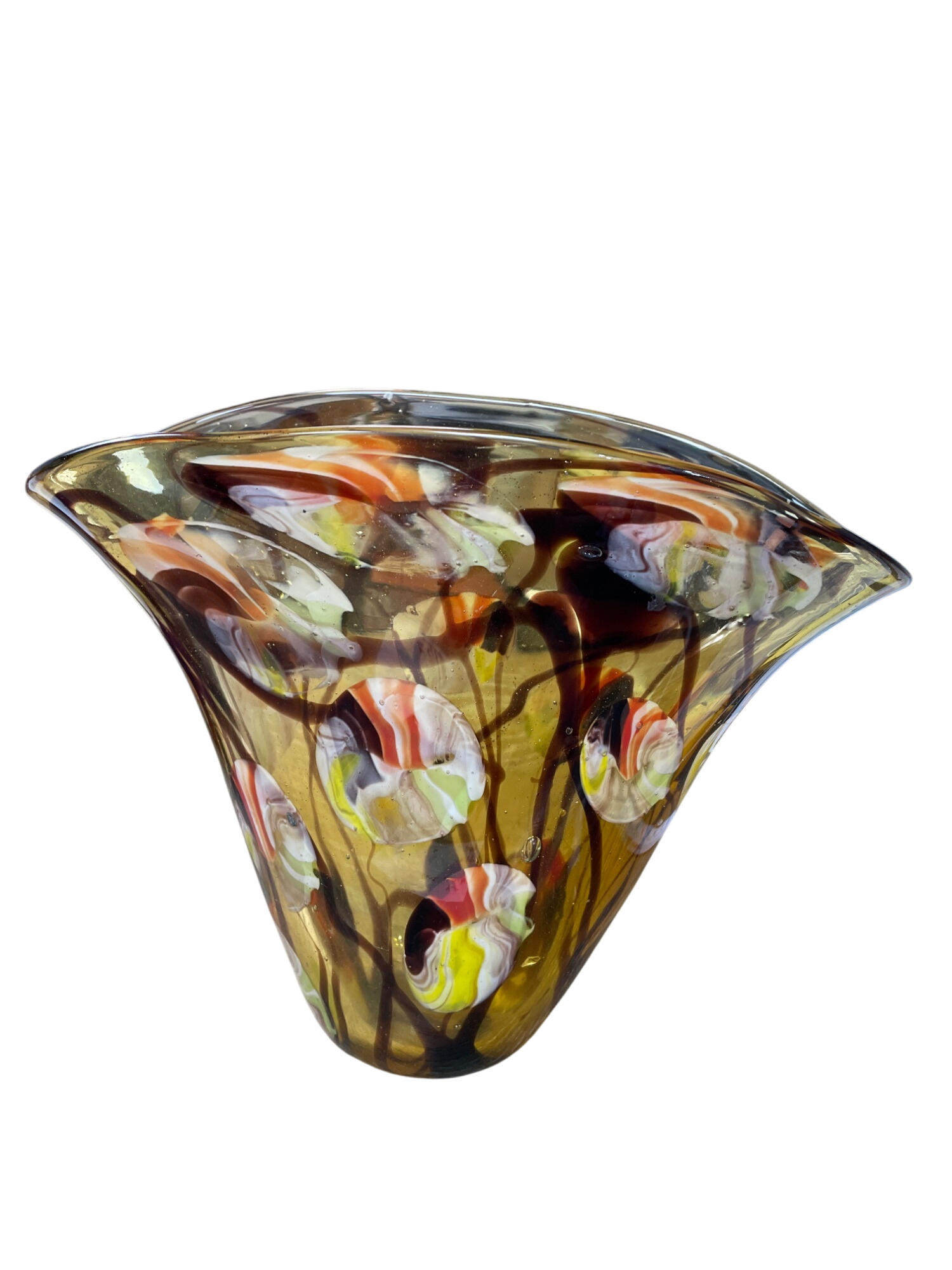 Hand-Blown Murano Style Art Glass Vase