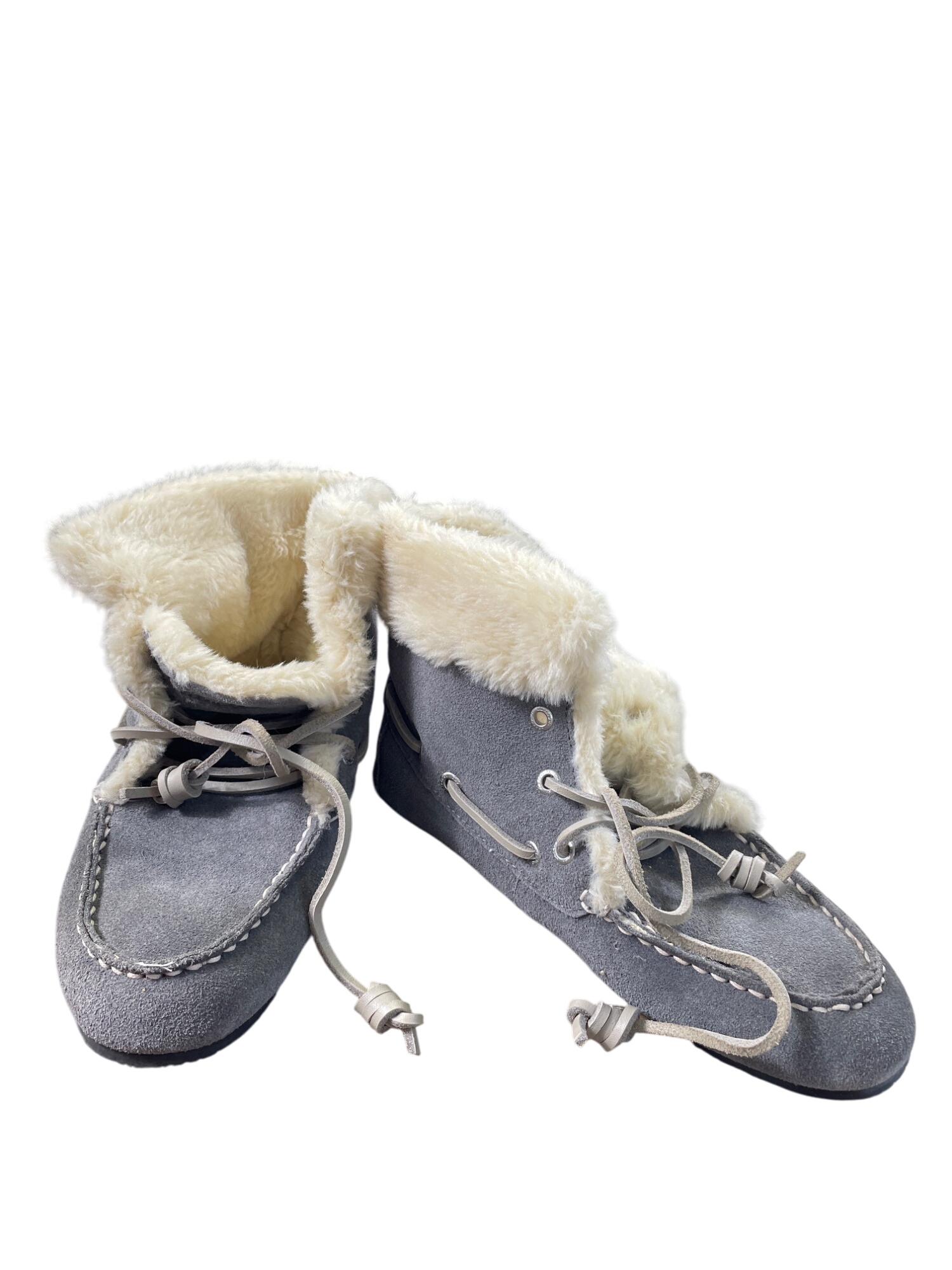 Cabelas Womens Gray Suede Fur-Lined Ankle Bootie Shoes