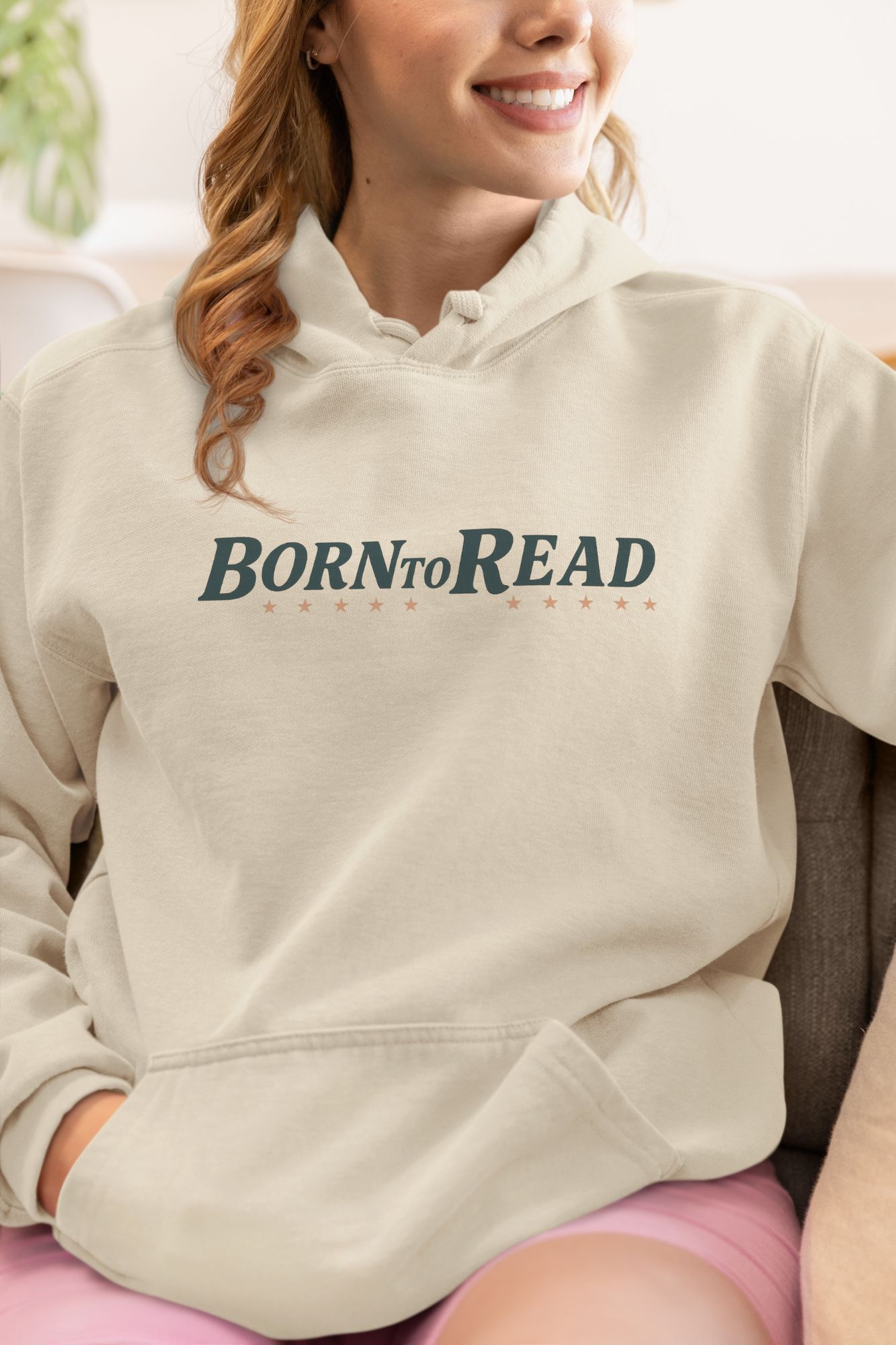 Born to Read Forced to Work Hoodie – Funny Book Lover Retro Comic Hoodie, Cozy Gift for Readers, Teachers, Librarians, Bookworms — back view thumbnail